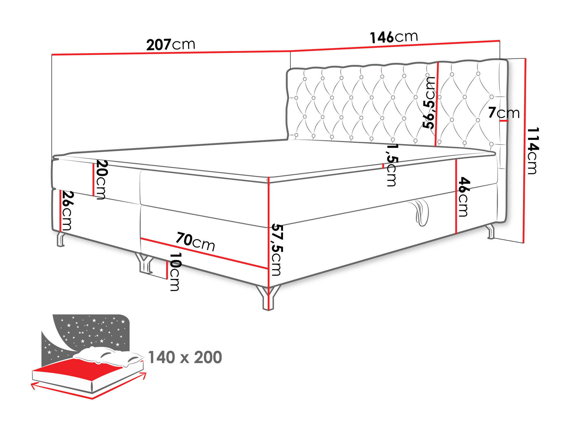 Pat boxspring Memphis 141 (Manila 09)