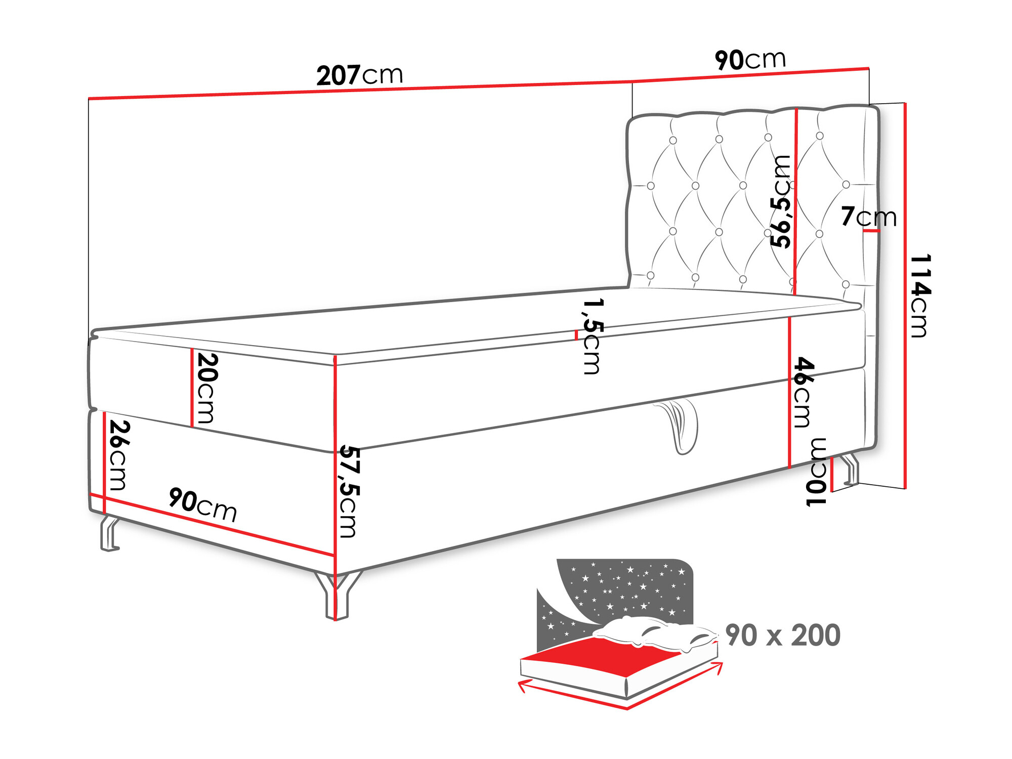 Pat boxspring Memphis 142 (Manila 18)