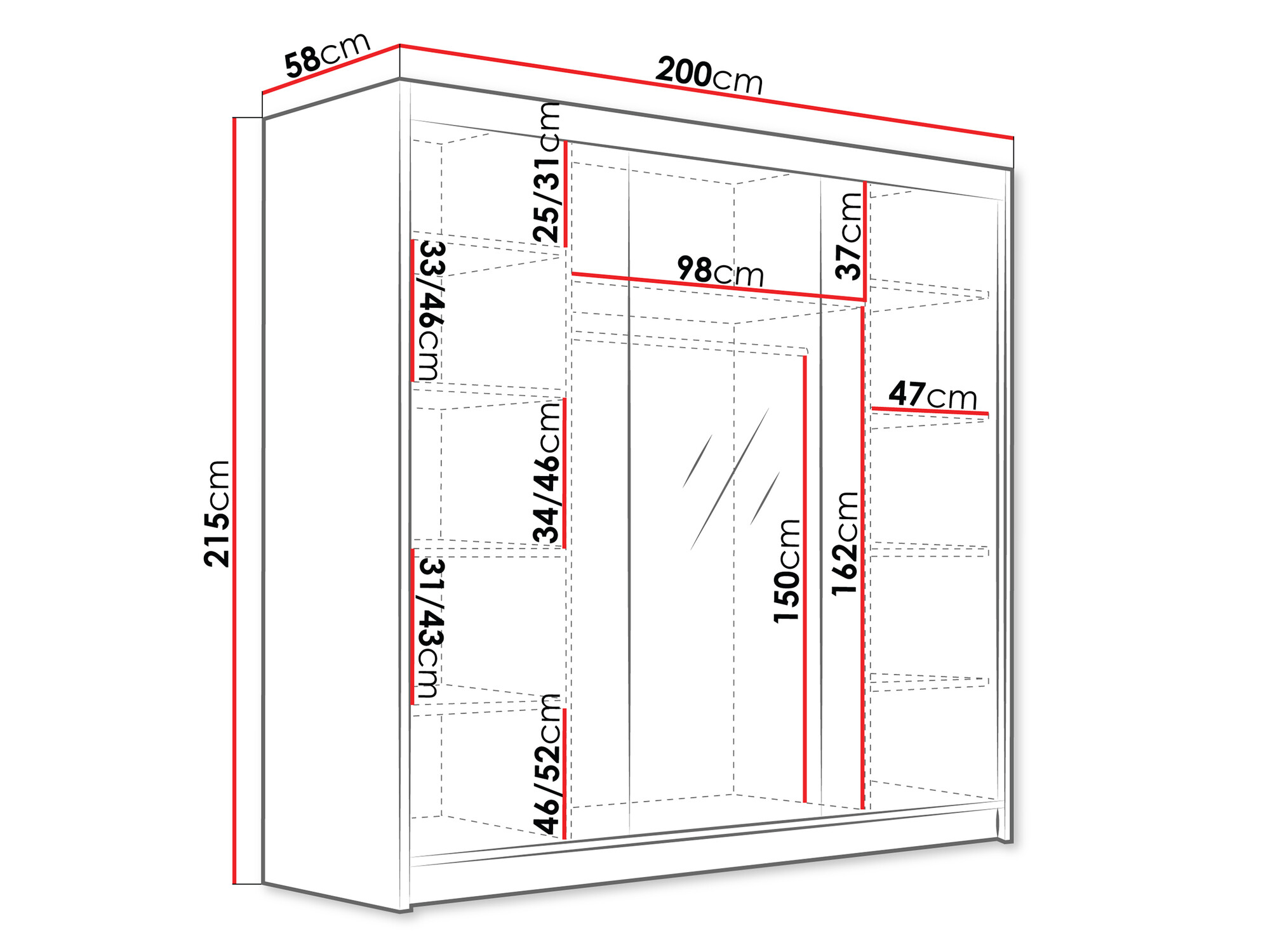Dulap Closico Plenor VI (Alb + Negru)