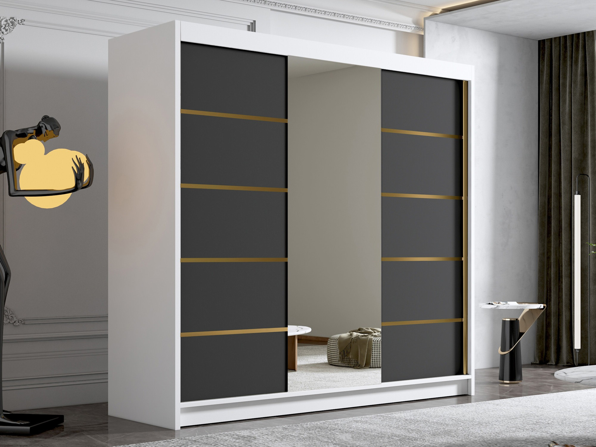 Dulap Closico Plenor VI (Alb + Negru)