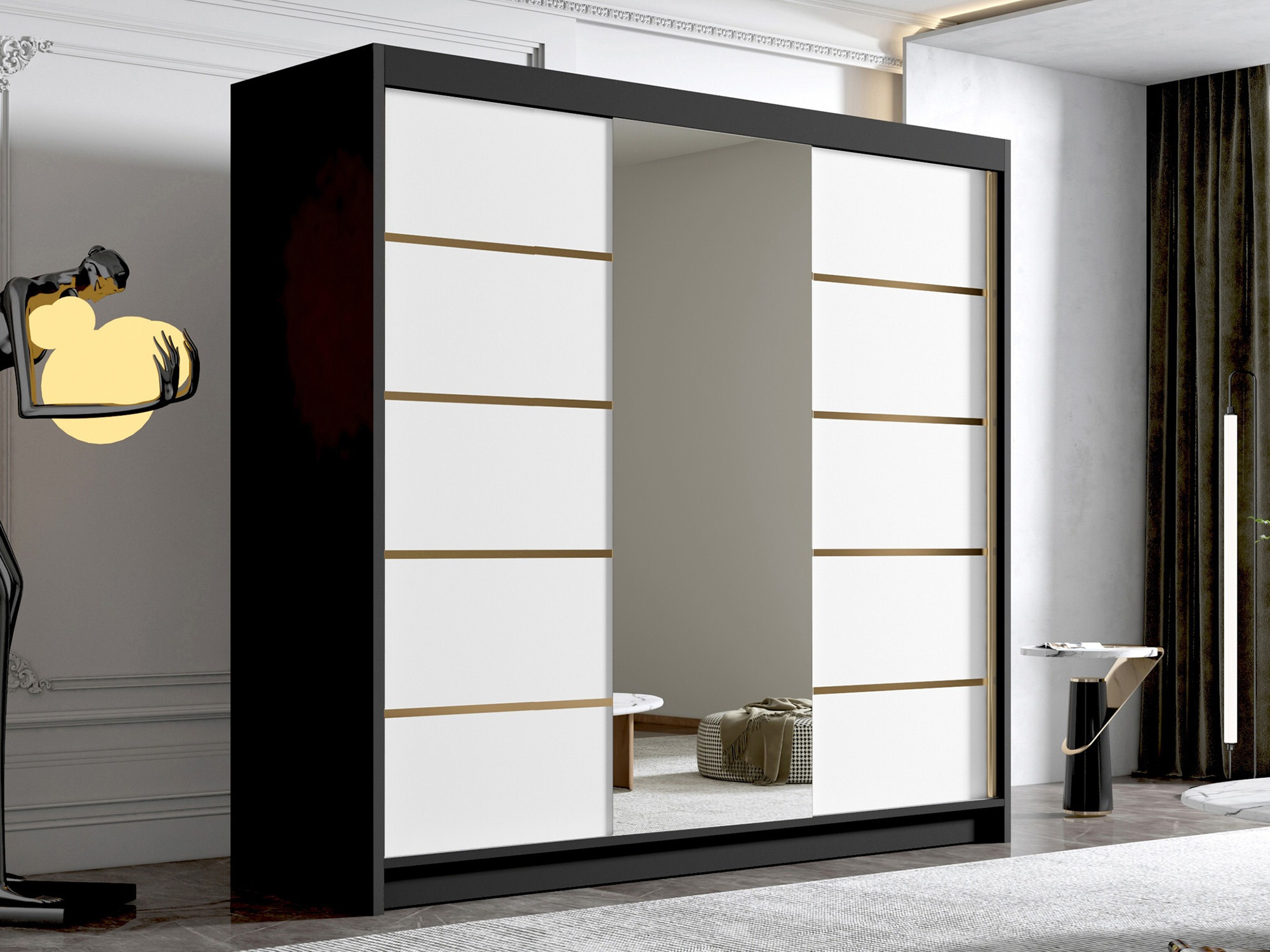 Dulap Closico Plenor VI (Negru + Alb)