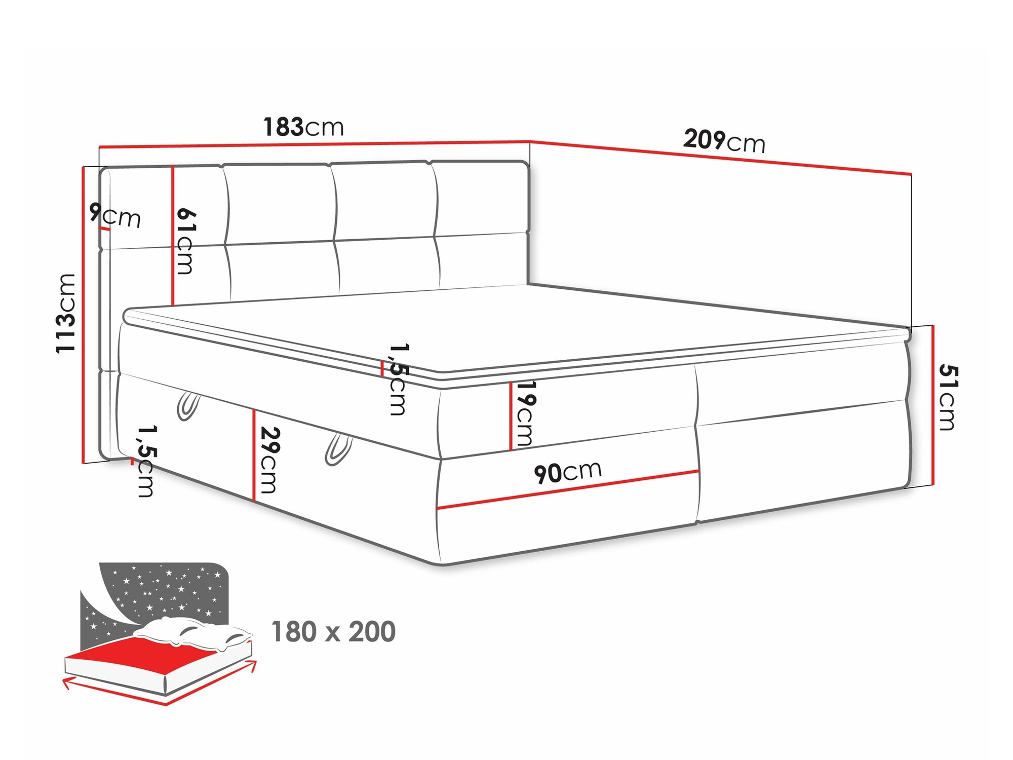 Pat boxspring ComfiDream Nivina (Curio 02)