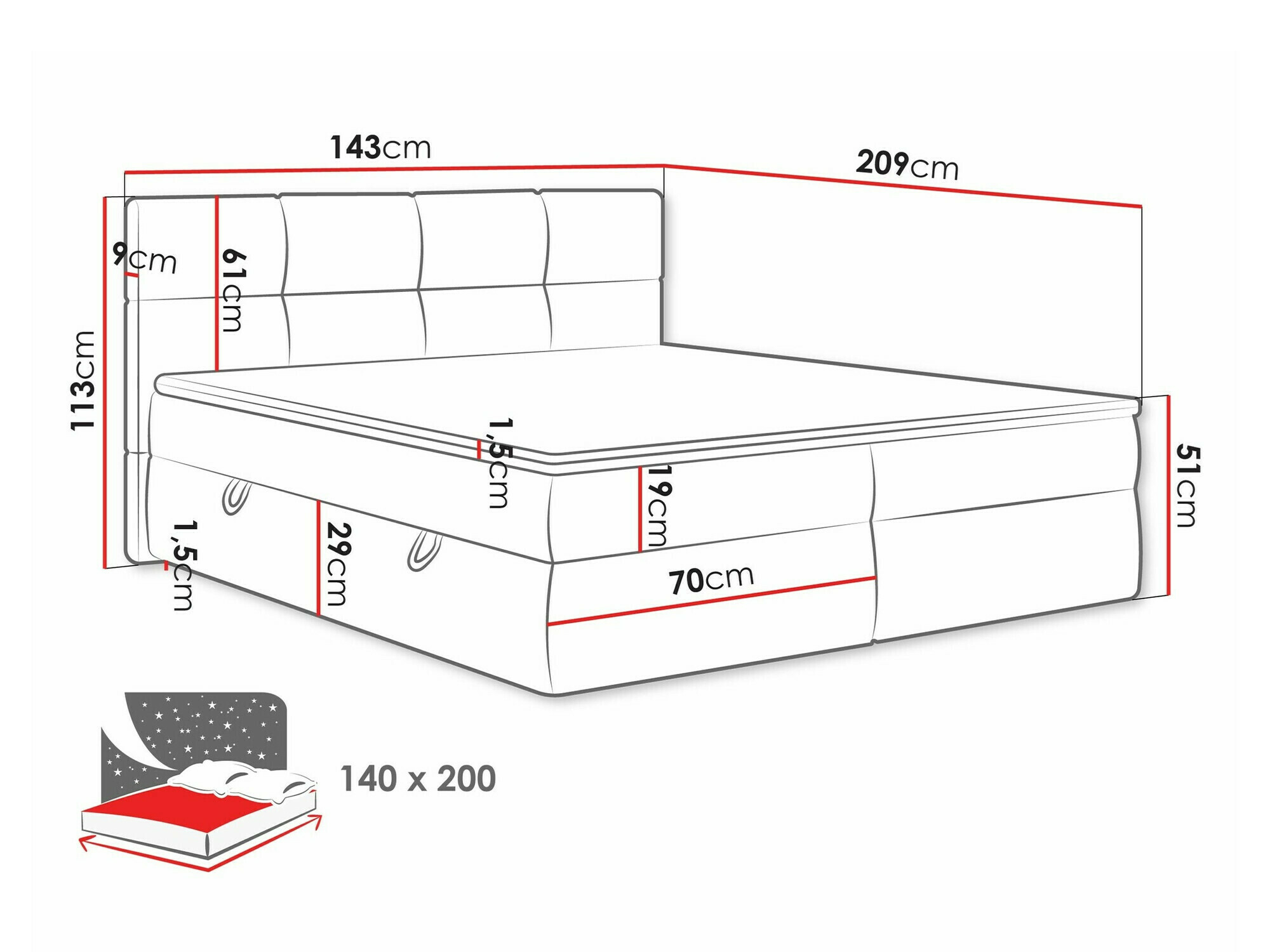 Pat boxspring ComfiDream Nivina (Curio 11)