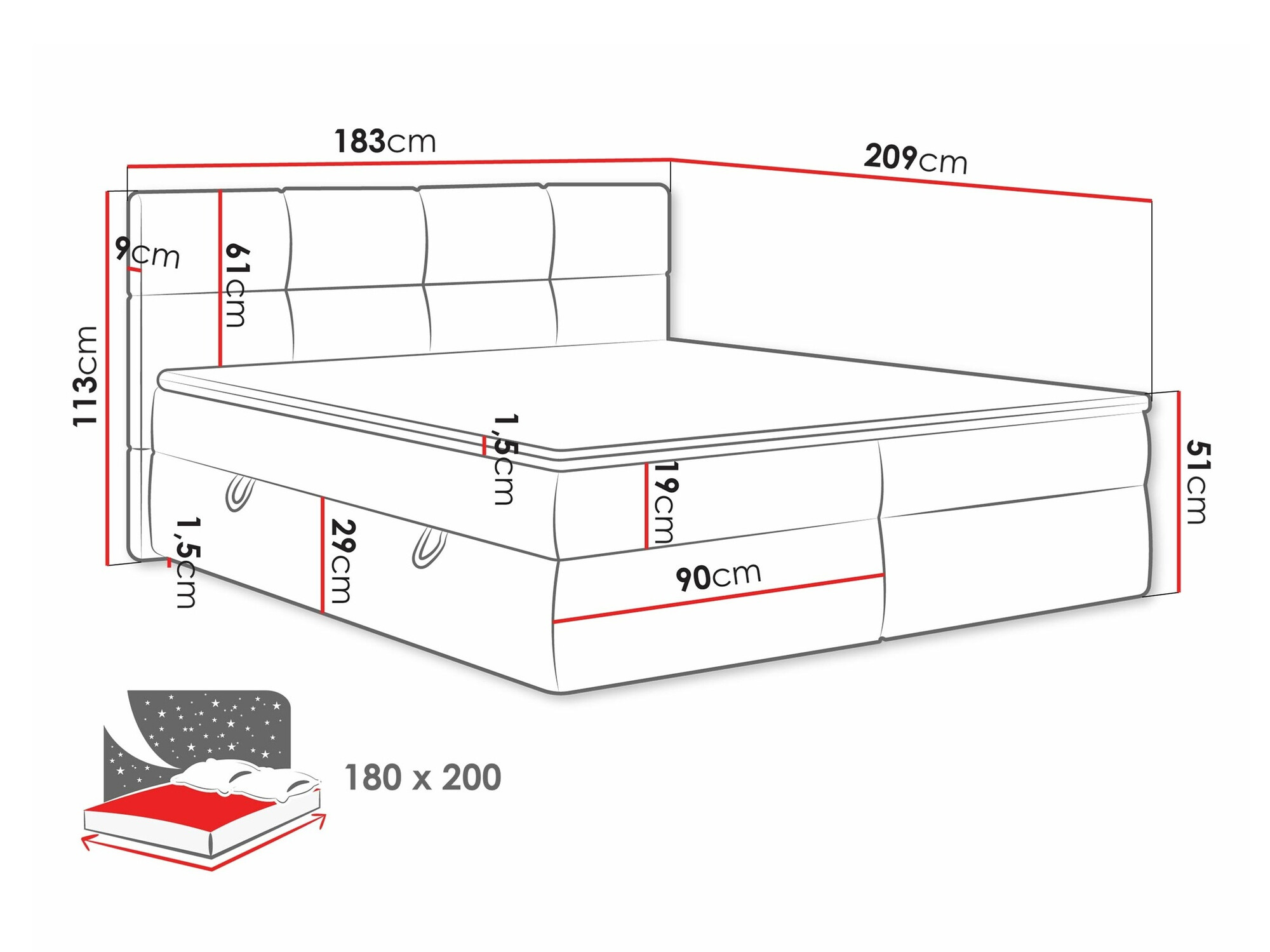 Pat boxspring ComfiDream Nivina (Curio 11)