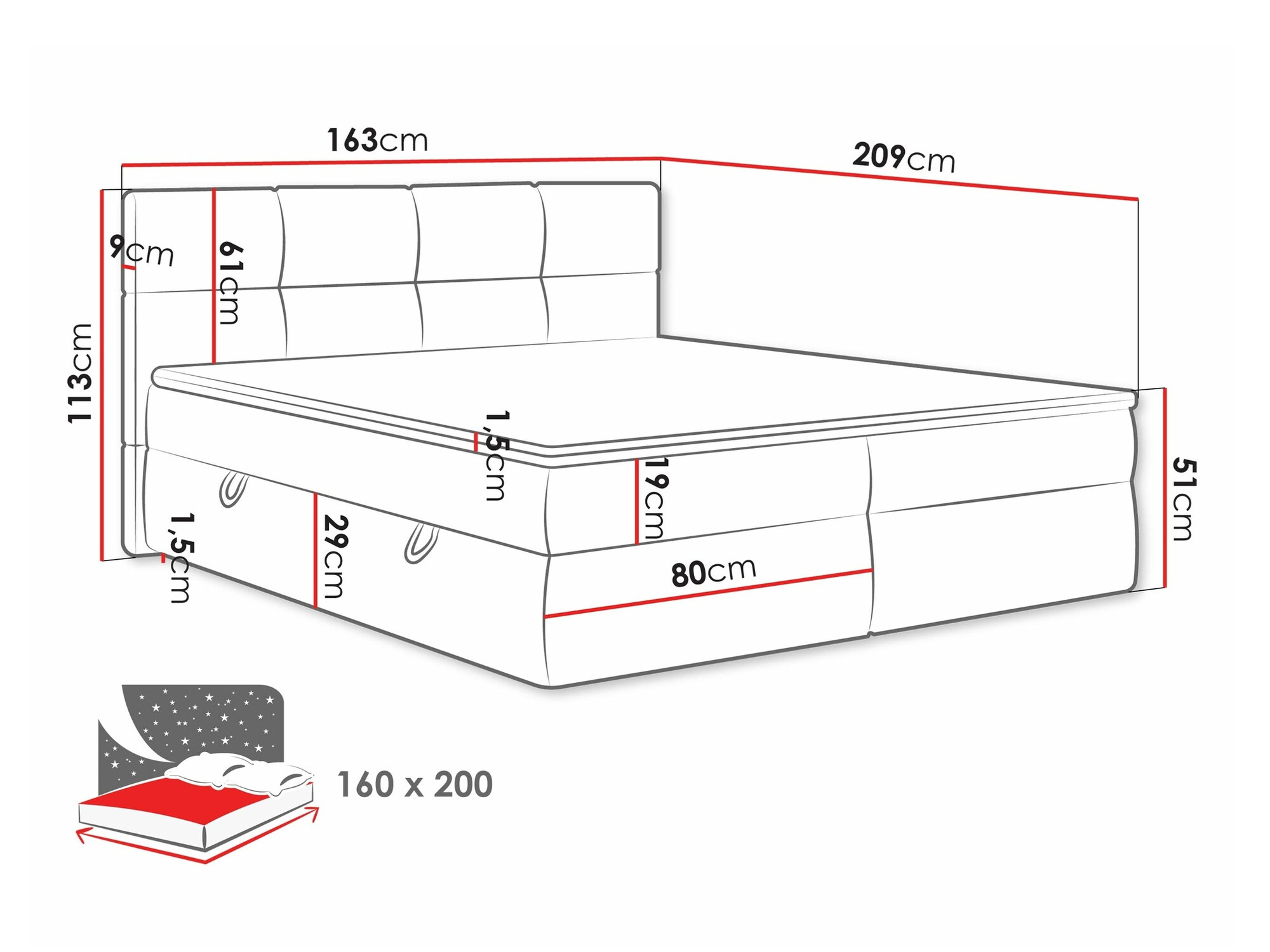 Pat boxspring ComfiDream Nivina (Curio 93)