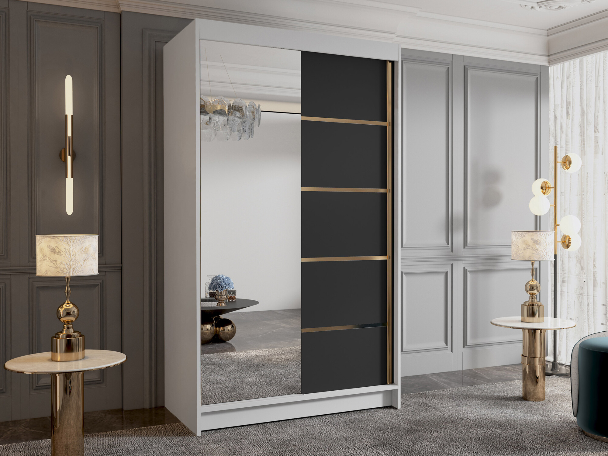 Dulap Closico Corden III (Alb + Negru)