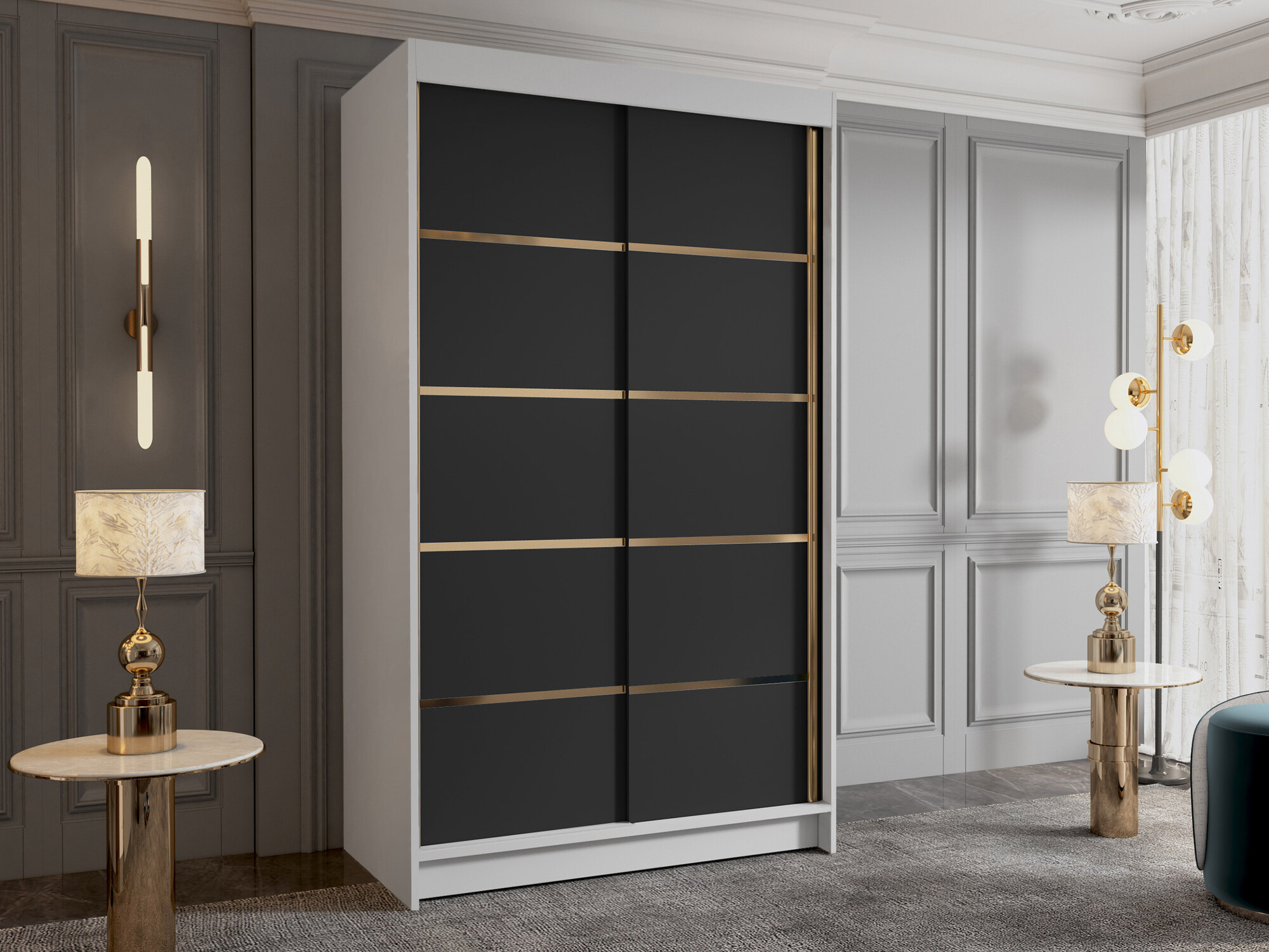 Dulap Closico Corden III (Alb + Negru)