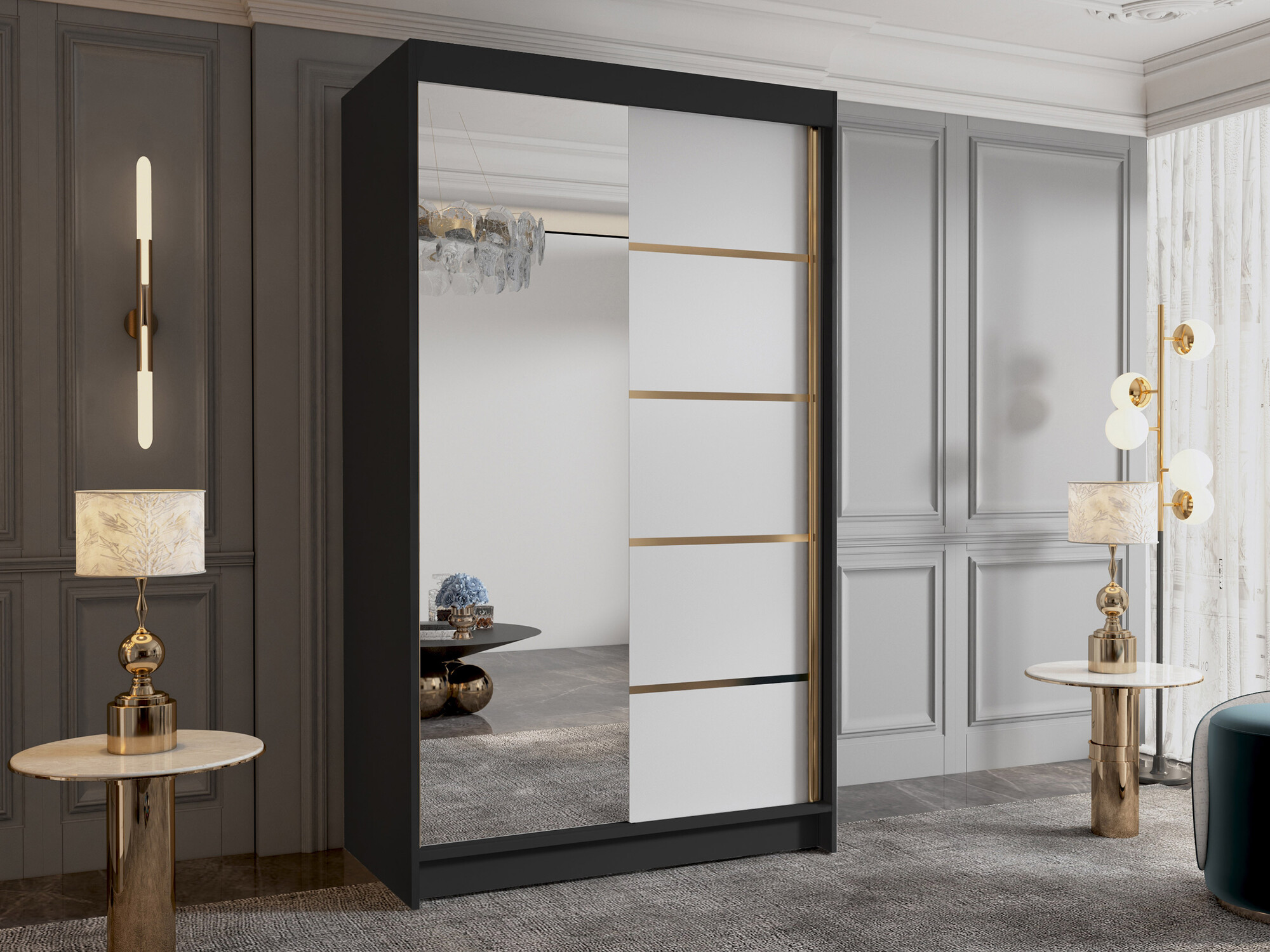 Dulap Closico Corden III (Negru + Alb)