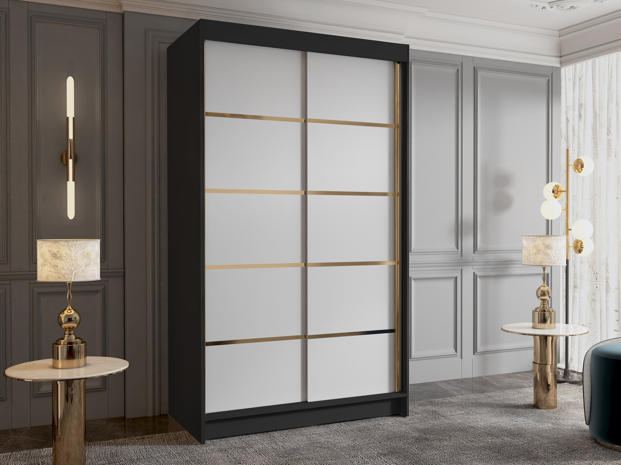 Dulap Closico Corden III (Negru + Alb)