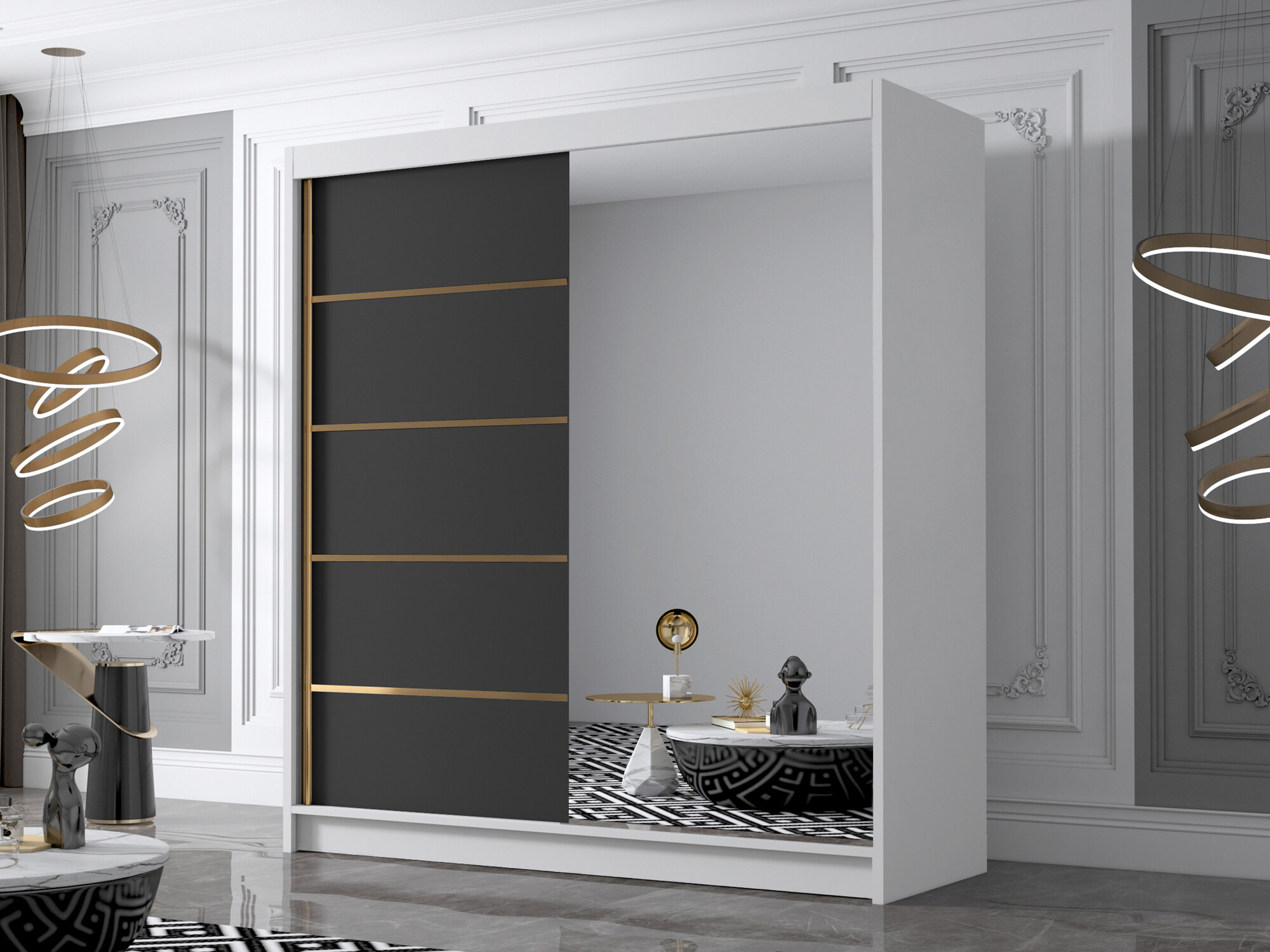 Dulap Closico Vallor III (Alb + Negru)