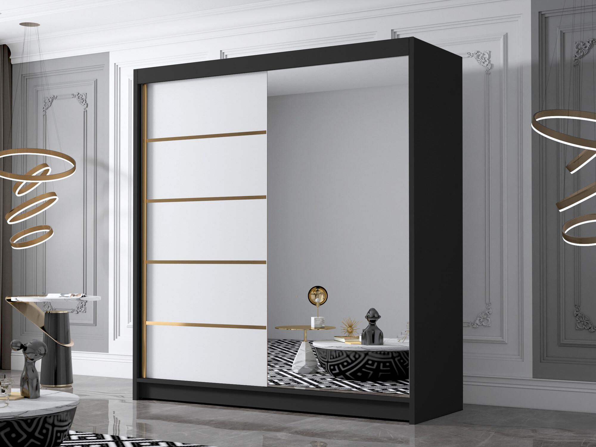 Dulap Closico Vallor III (Negru + Alb)