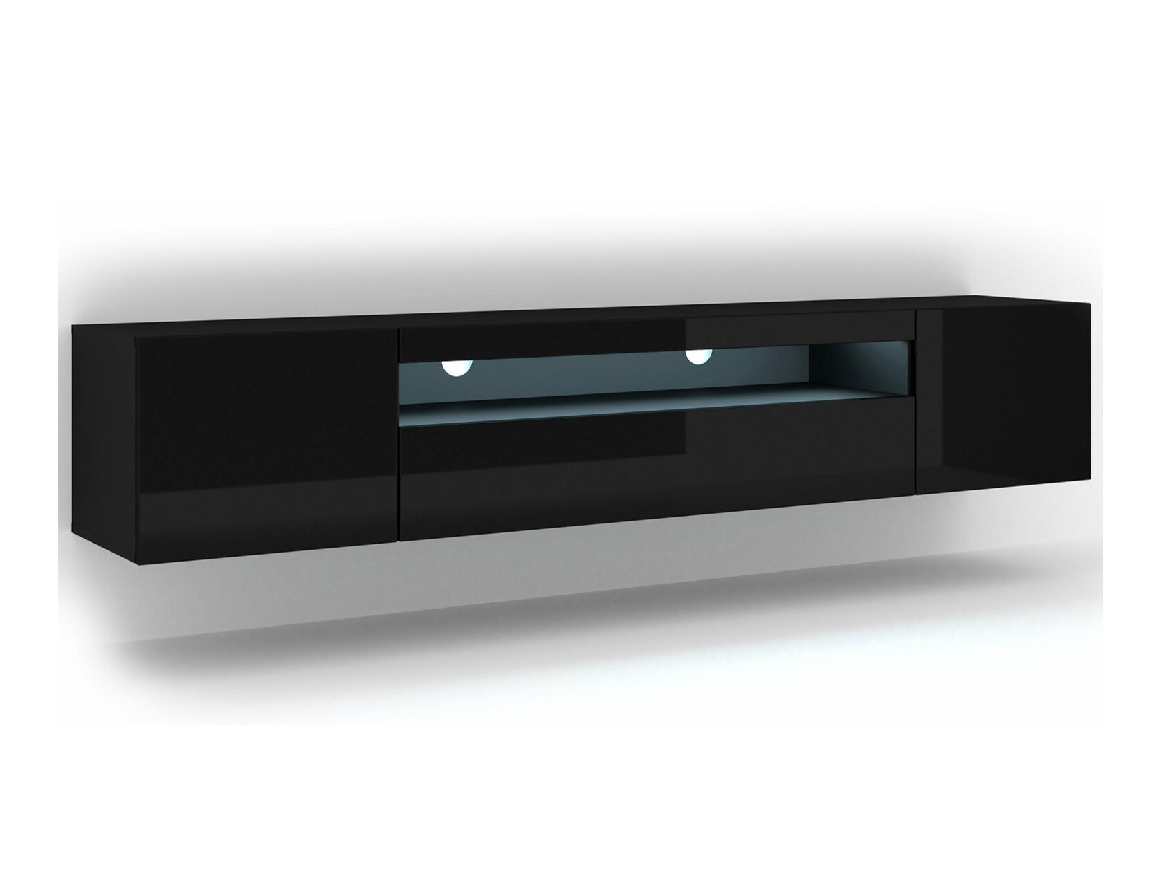Comodă TV Morteo 104 (Negru + Negru lucios)