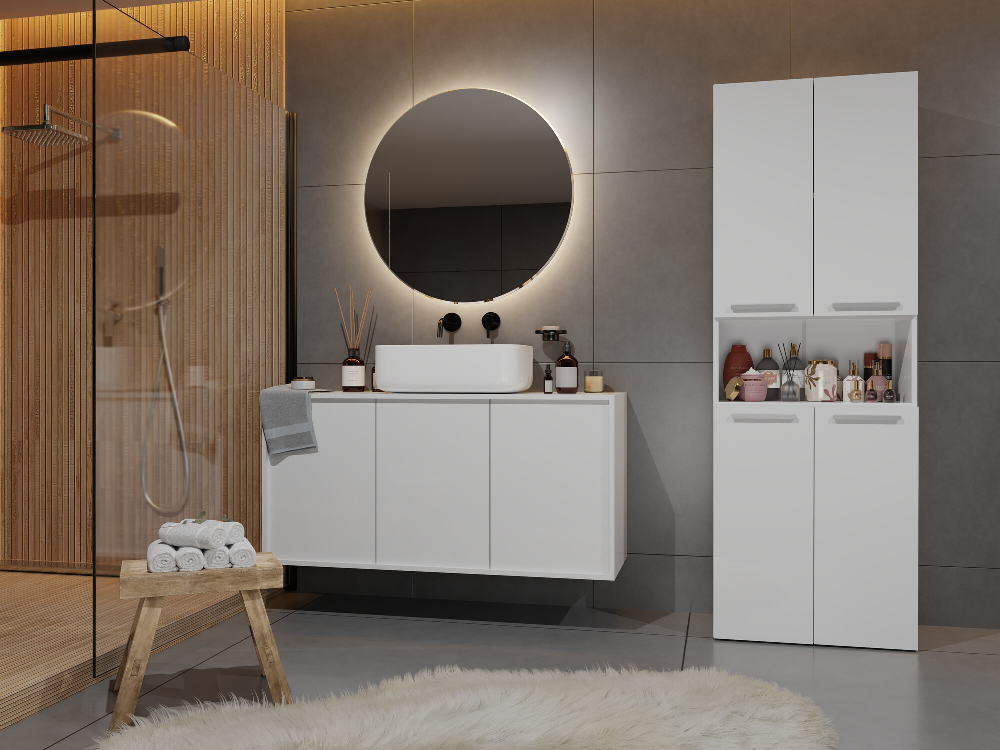 Cabinet de baie neancorat Nolmaru 101 (Alb)