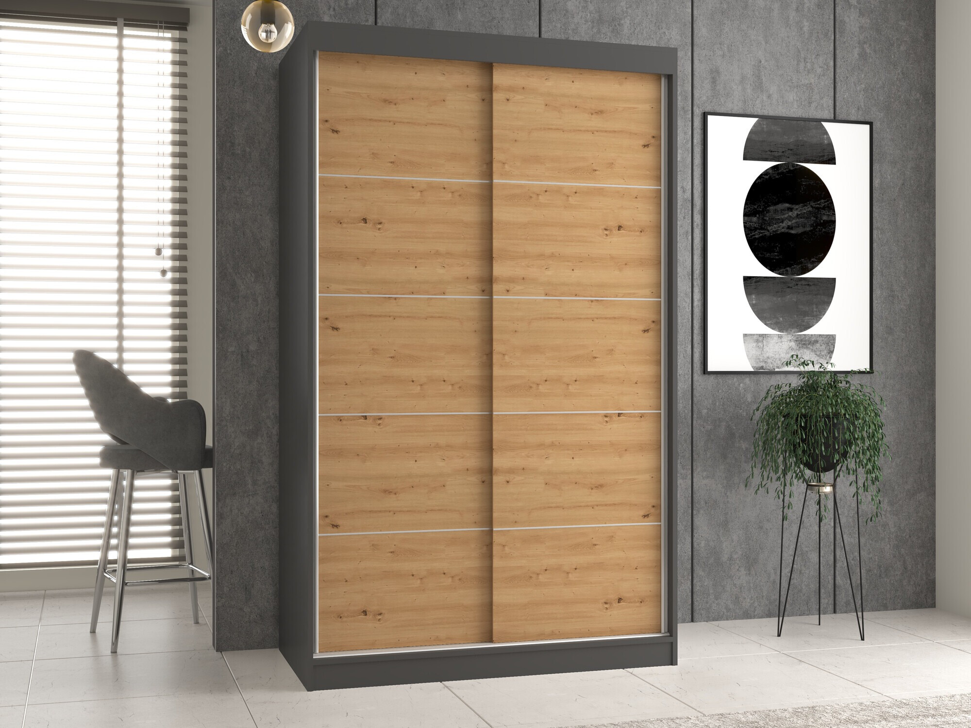 Dulap Mandeville 164 (Antracit + Stejar artizan)