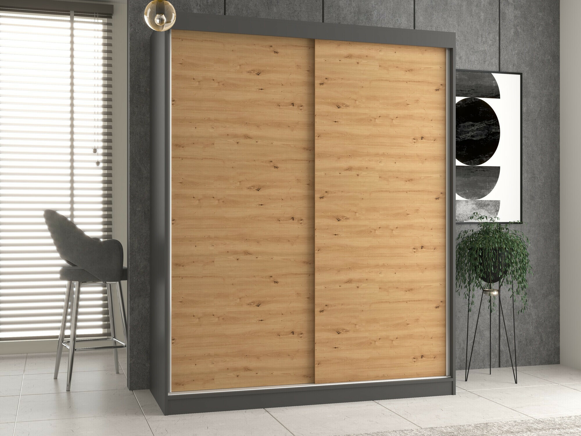 Dulap Mandeville 167 (Antracit + Stejar artizan)