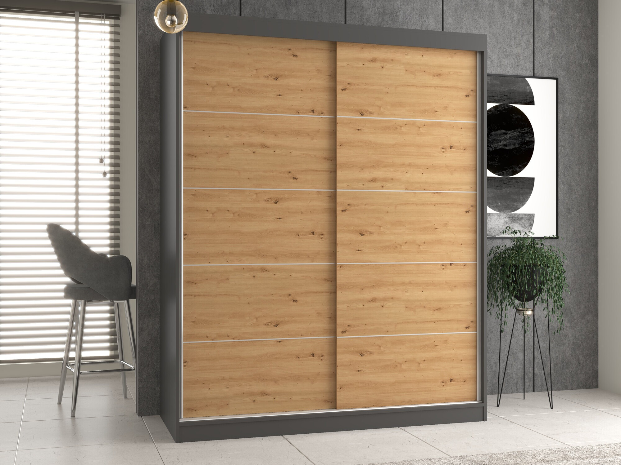 Dulap Mandeville 177 (Antracit + Stejar artizan)