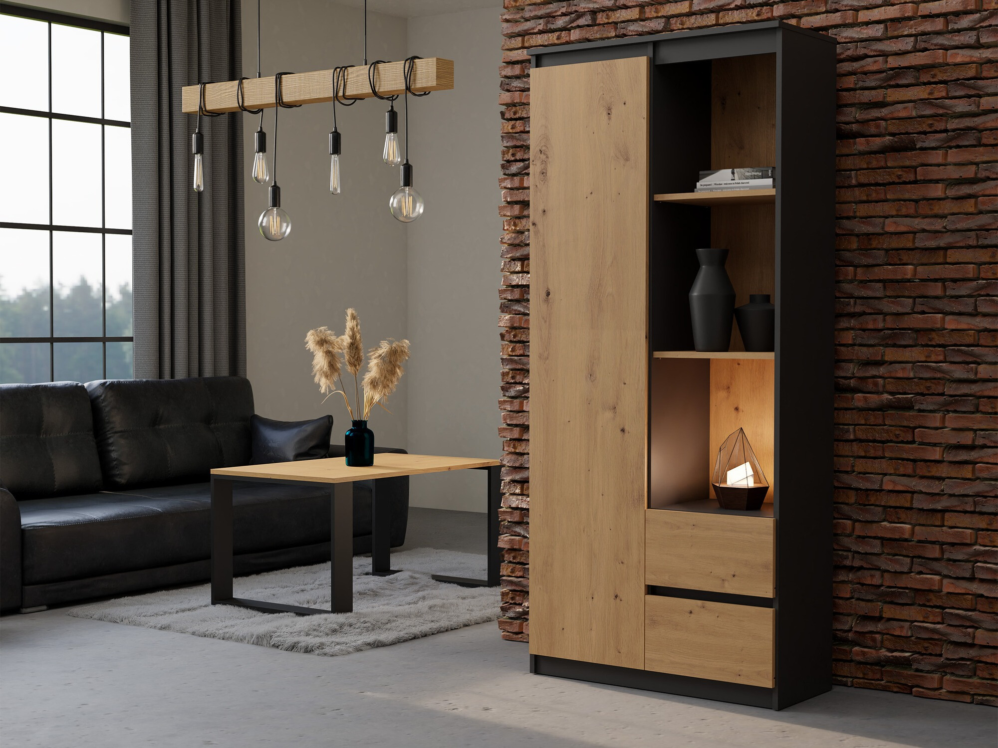 Raft Mandeville 182 (Antracit + Stejar artizan)