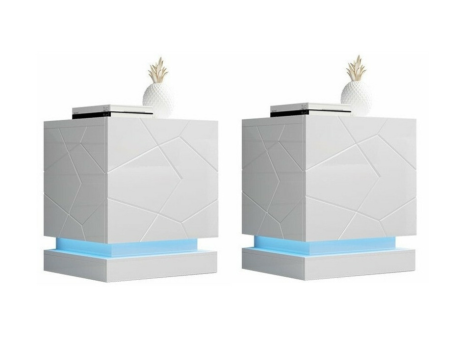 Set noptiere Linar (Alb + Alb lucios)