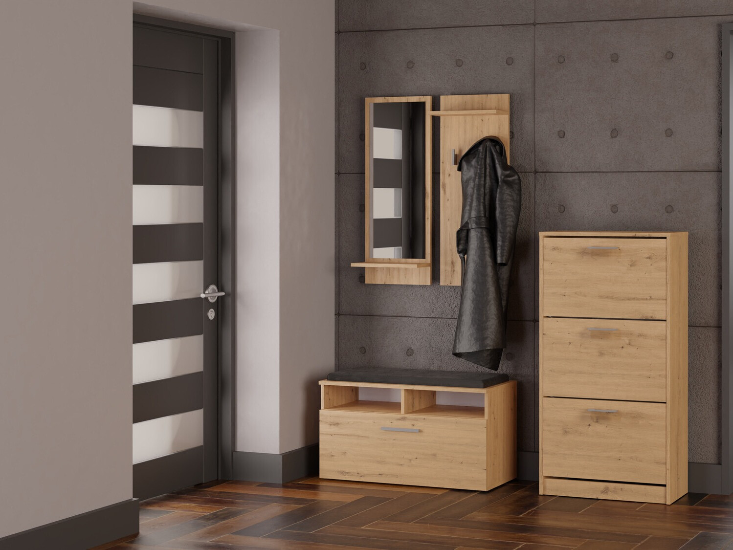 Dulap pentru pantofi Mandeville 224 (Stejar artizan)