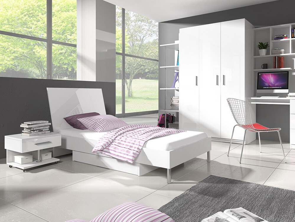 Noptieră Salmere 103 (Alb + Alb lucios)