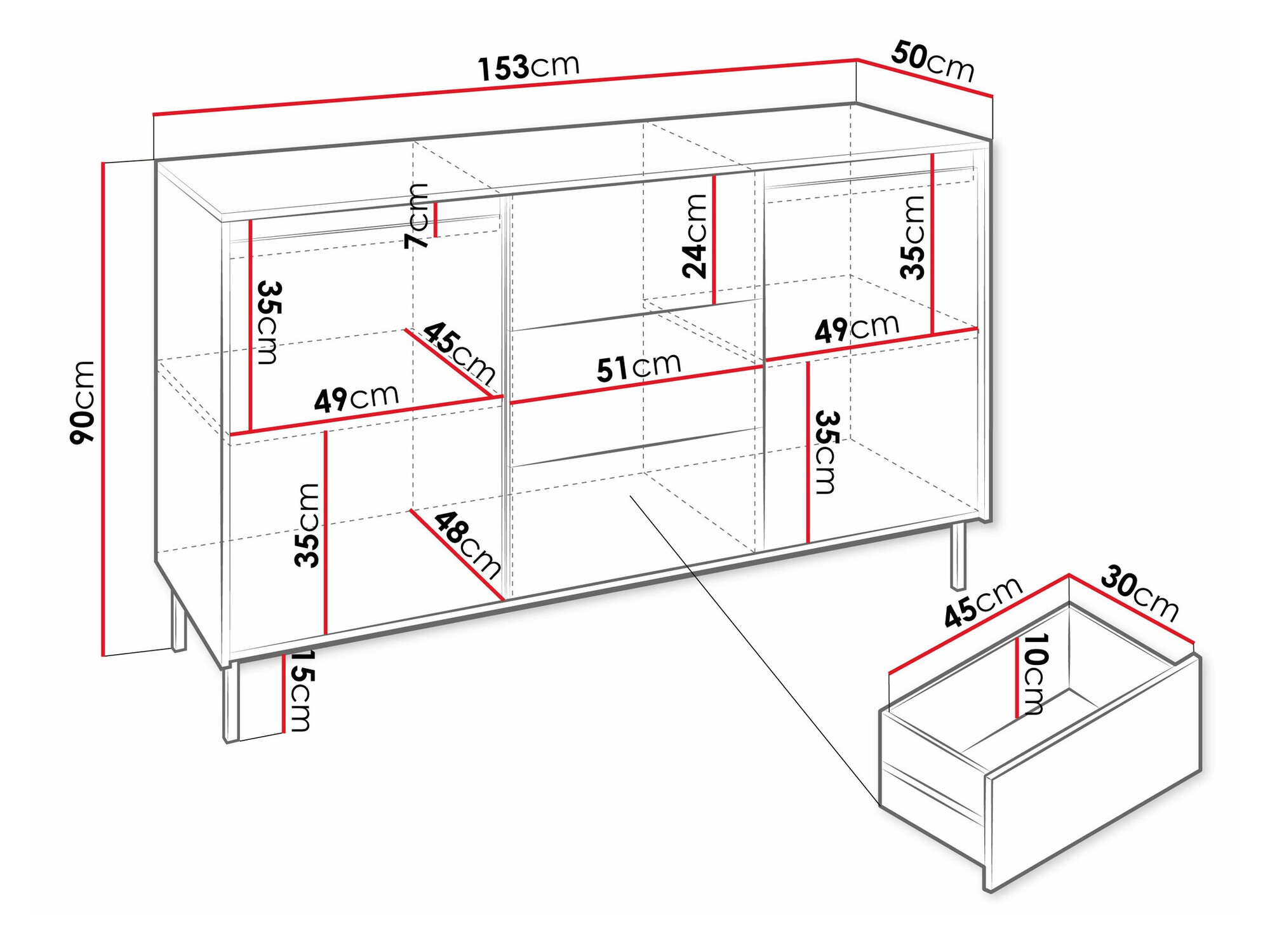 Comodă Comfivo Delruva I (Negru)