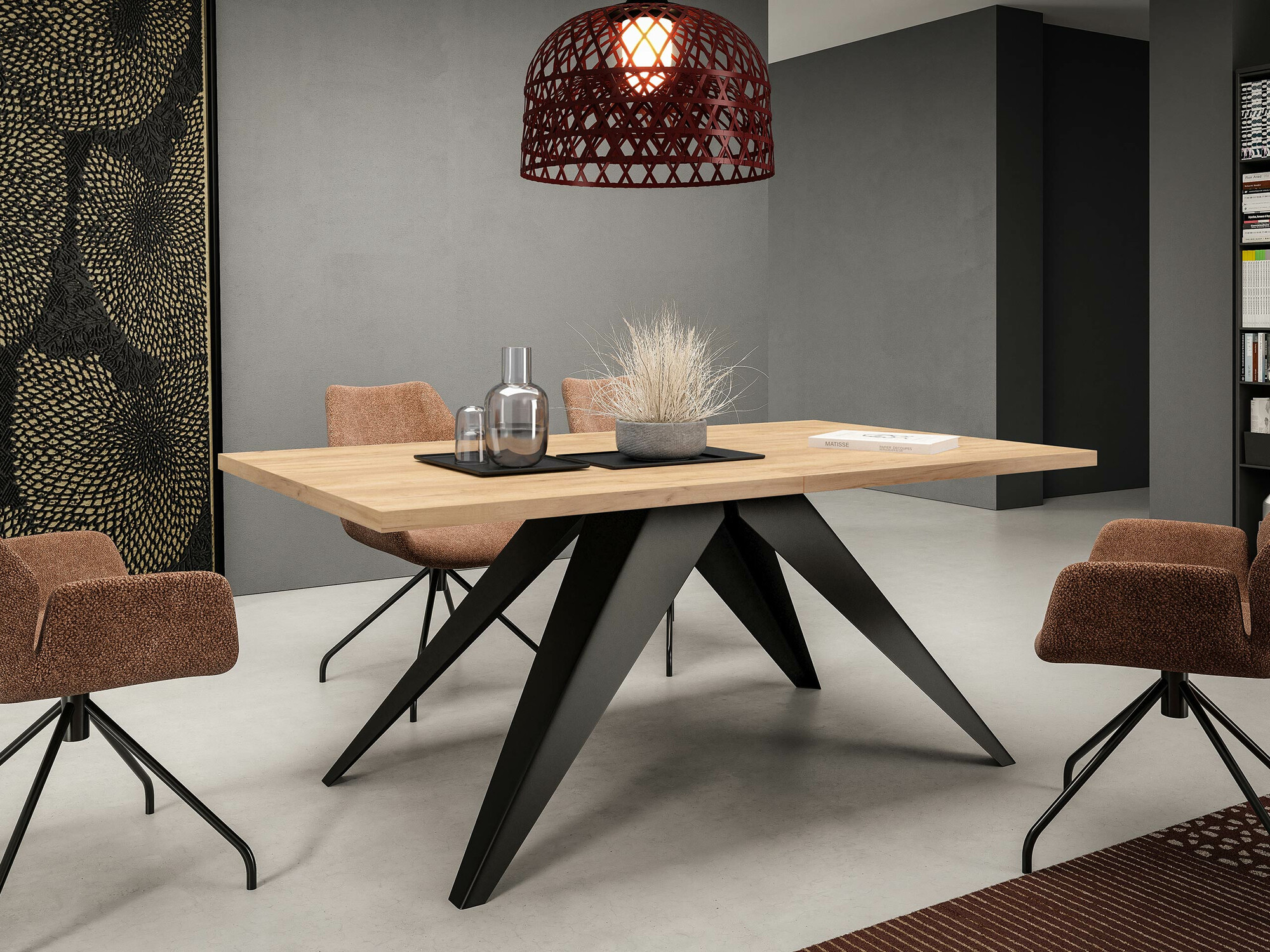 Masă Oswego 113 (Negru + Stejar Craft auriu)