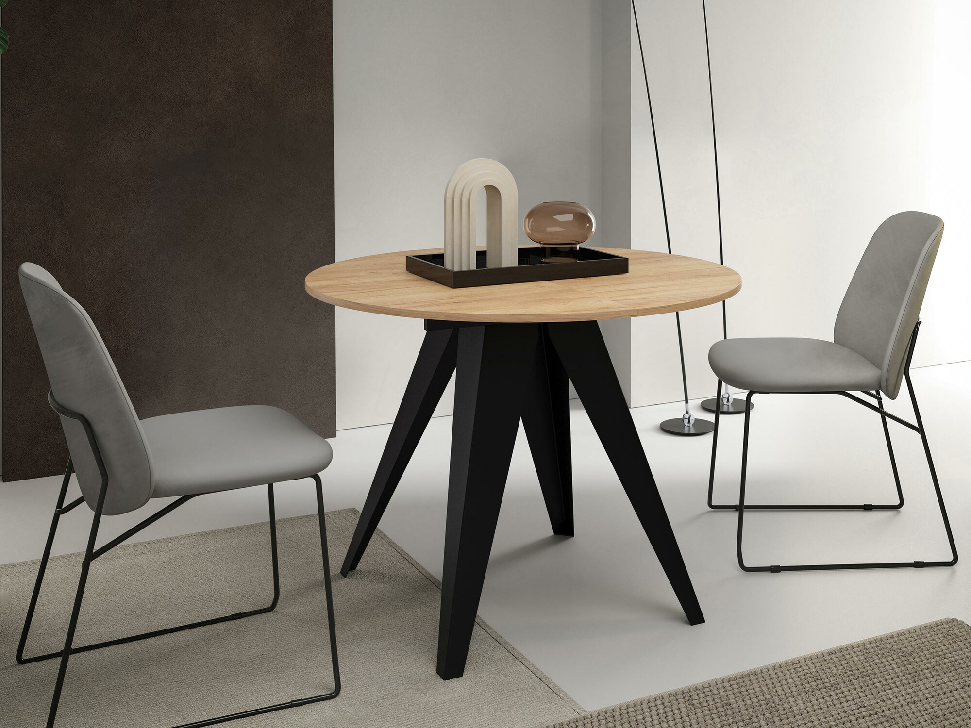 Masă Oswego 114 (Negru + Stejar Craft auriu)