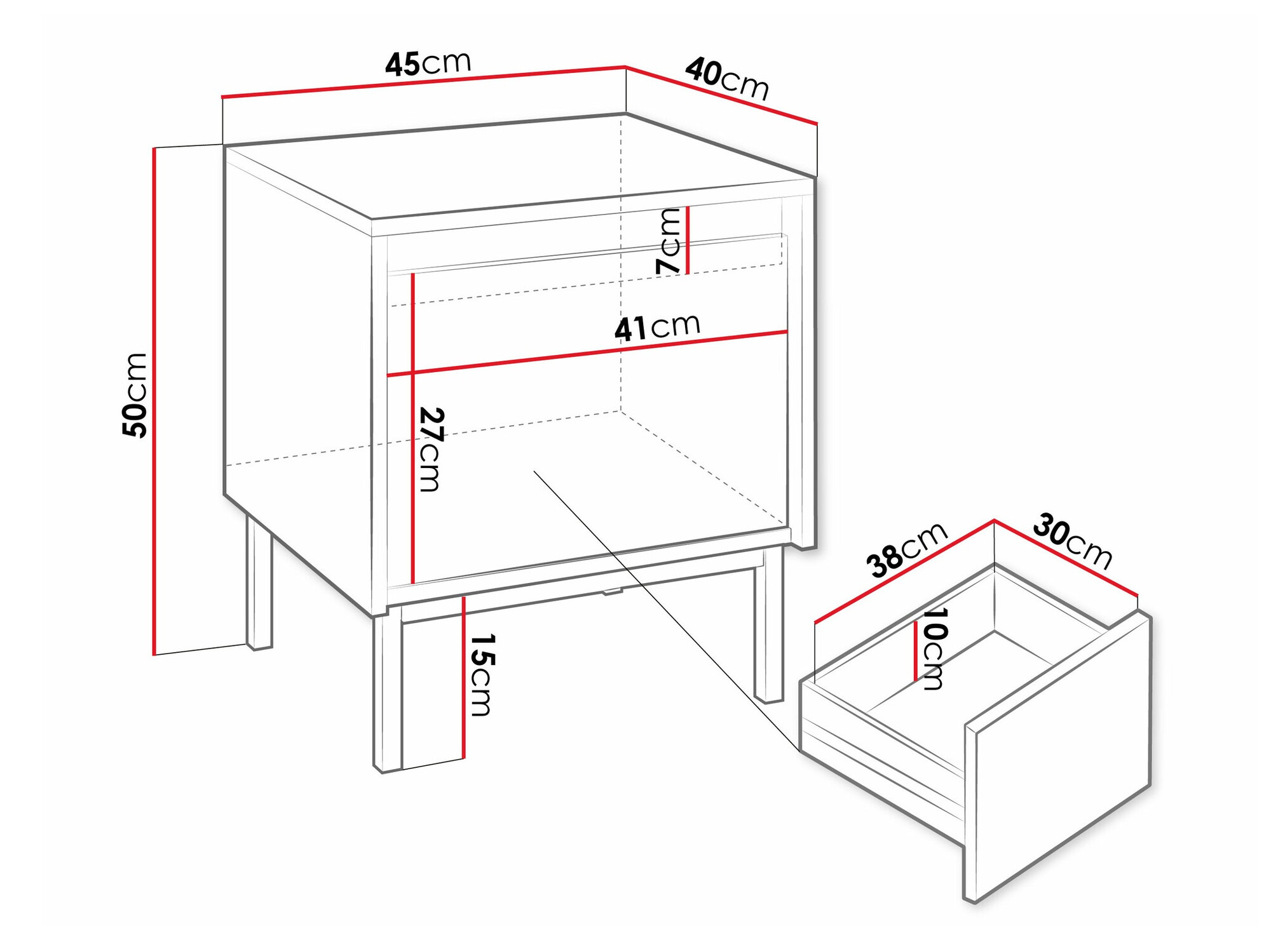Noptieră Comfivo Delruva (Alb)