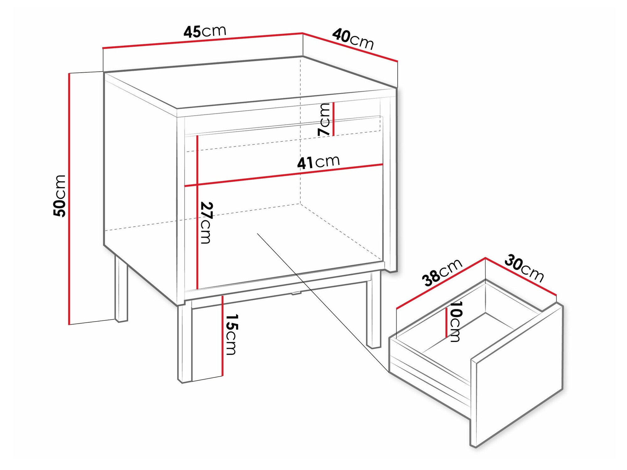 Noptieră Comfivo Delruva (Negru)