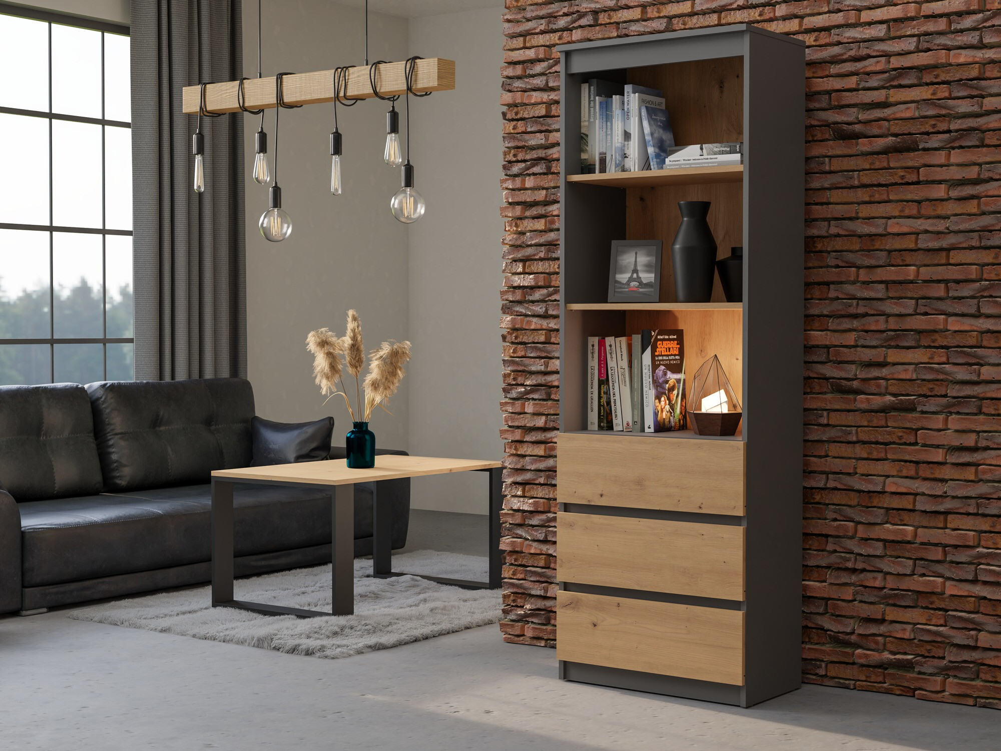 Raft Mandeville 246 (Antracit + Stejar artizan)