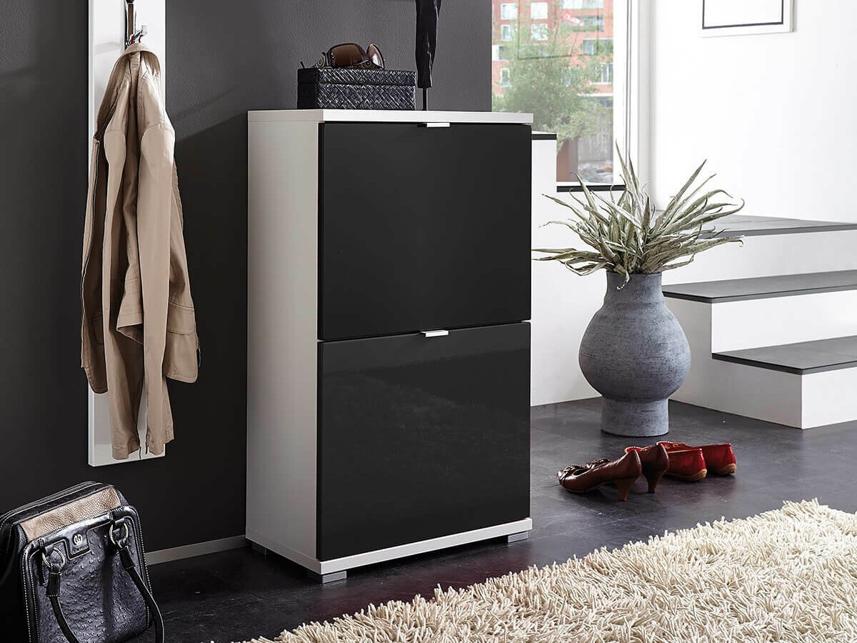 Dulap pantofi Veltena 105 (Negru + Alb)