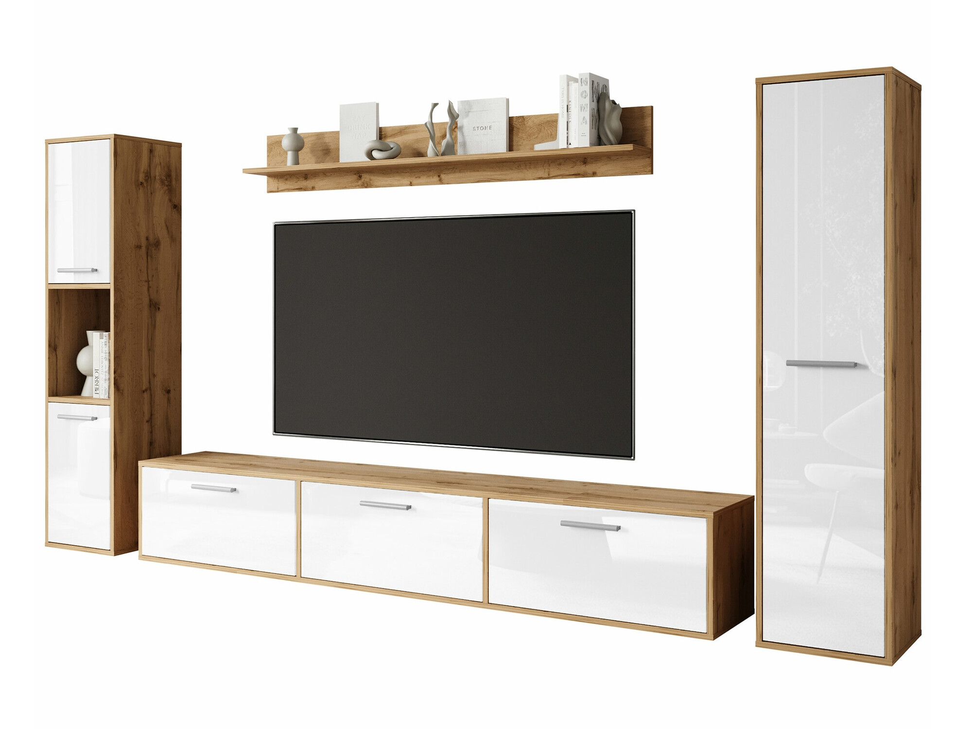 Set de living Sarasota 175 (Stejar Wotan + Alb lucios)