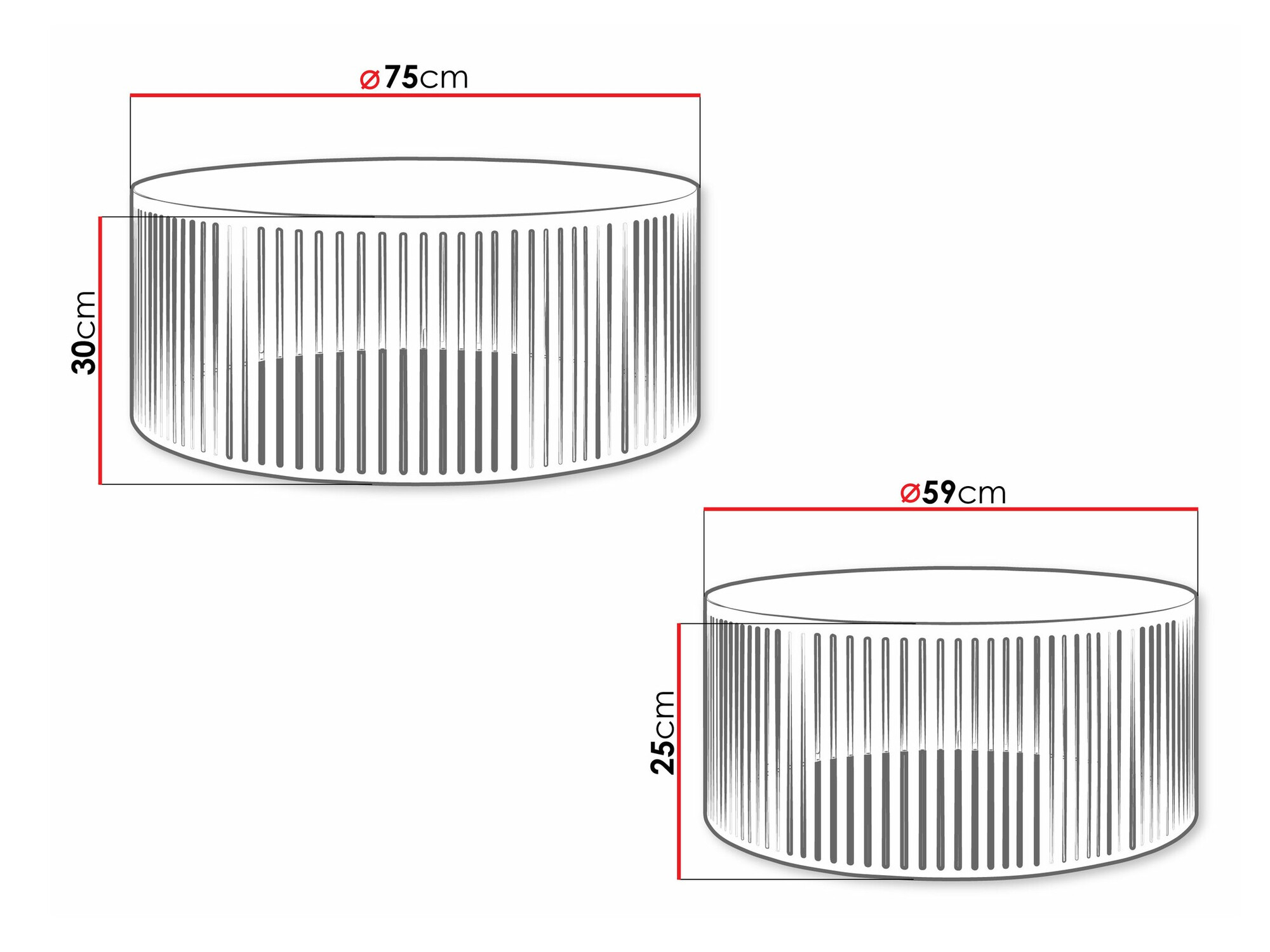 Set de măsuțe de cafea Prunis (Negru + Alb)