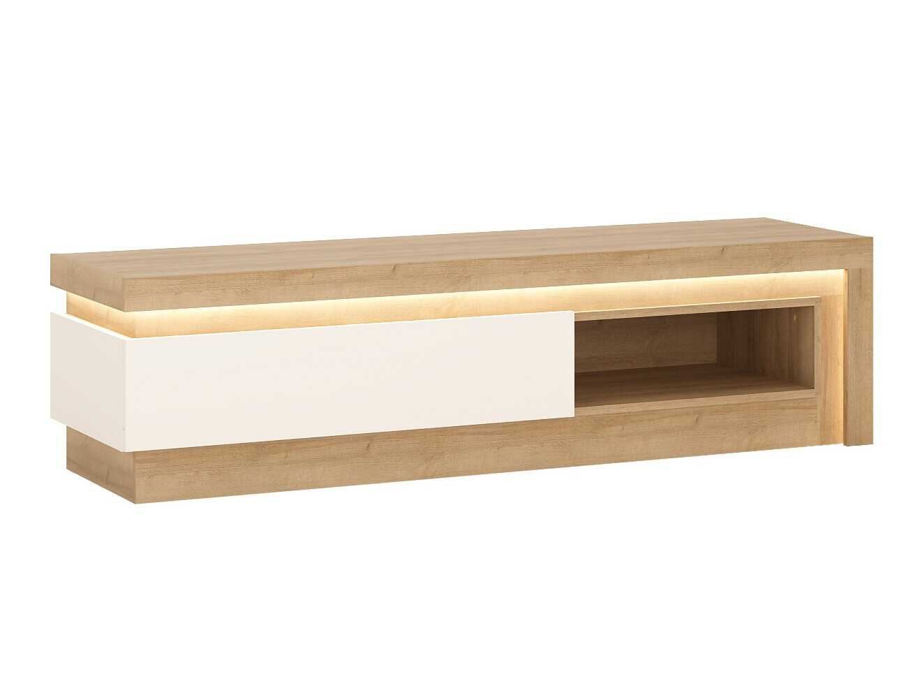 Comodă TV Feldeli 102 (Riviera stejar + Alb lucios)
