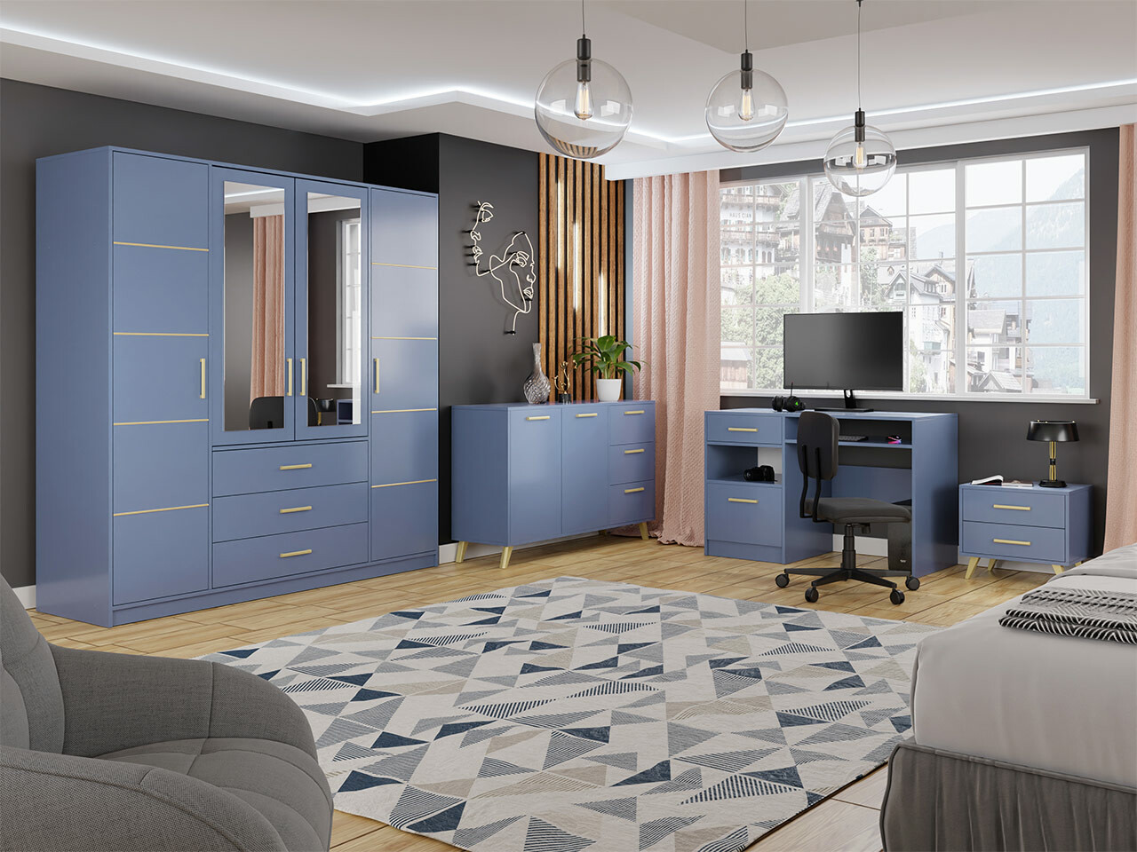 Set de mobilier Rosa I (Albastru)