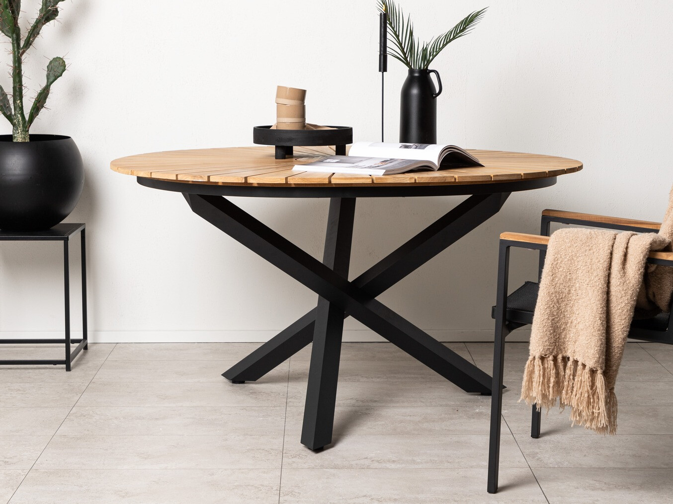 Masă de exterior Dallas 5223 (Negru + Teak)