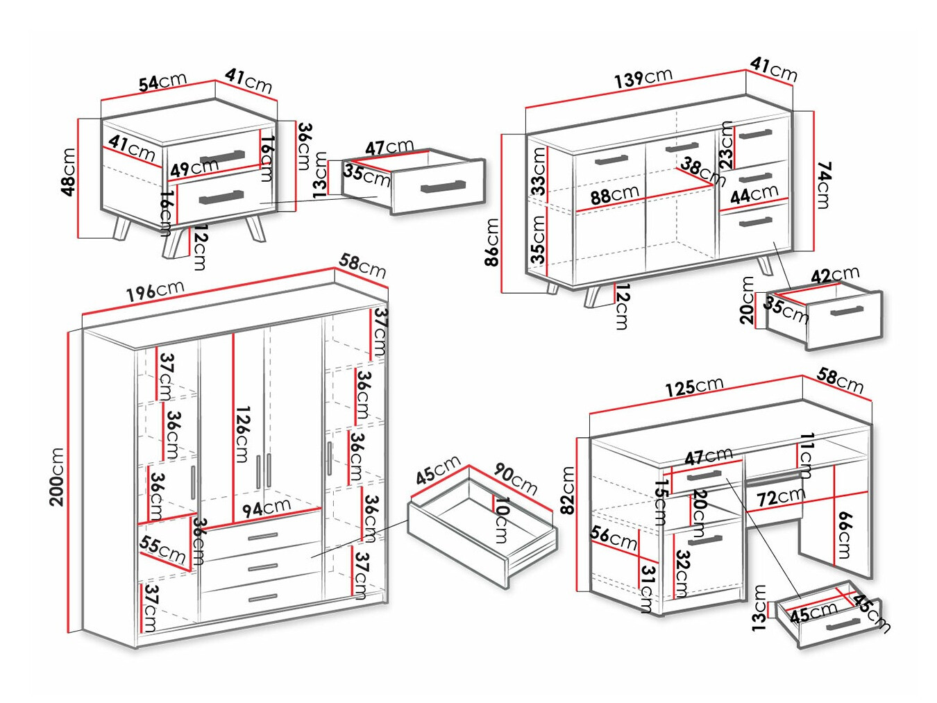 Set de mobilier Rosa I (Albastru)