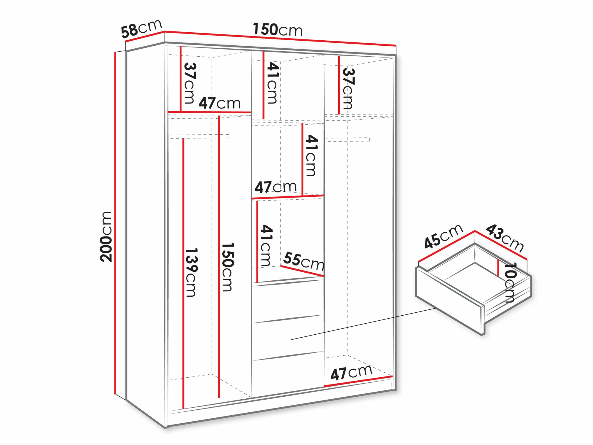 Dulap Collis I (Stejar Wotan + Negru)