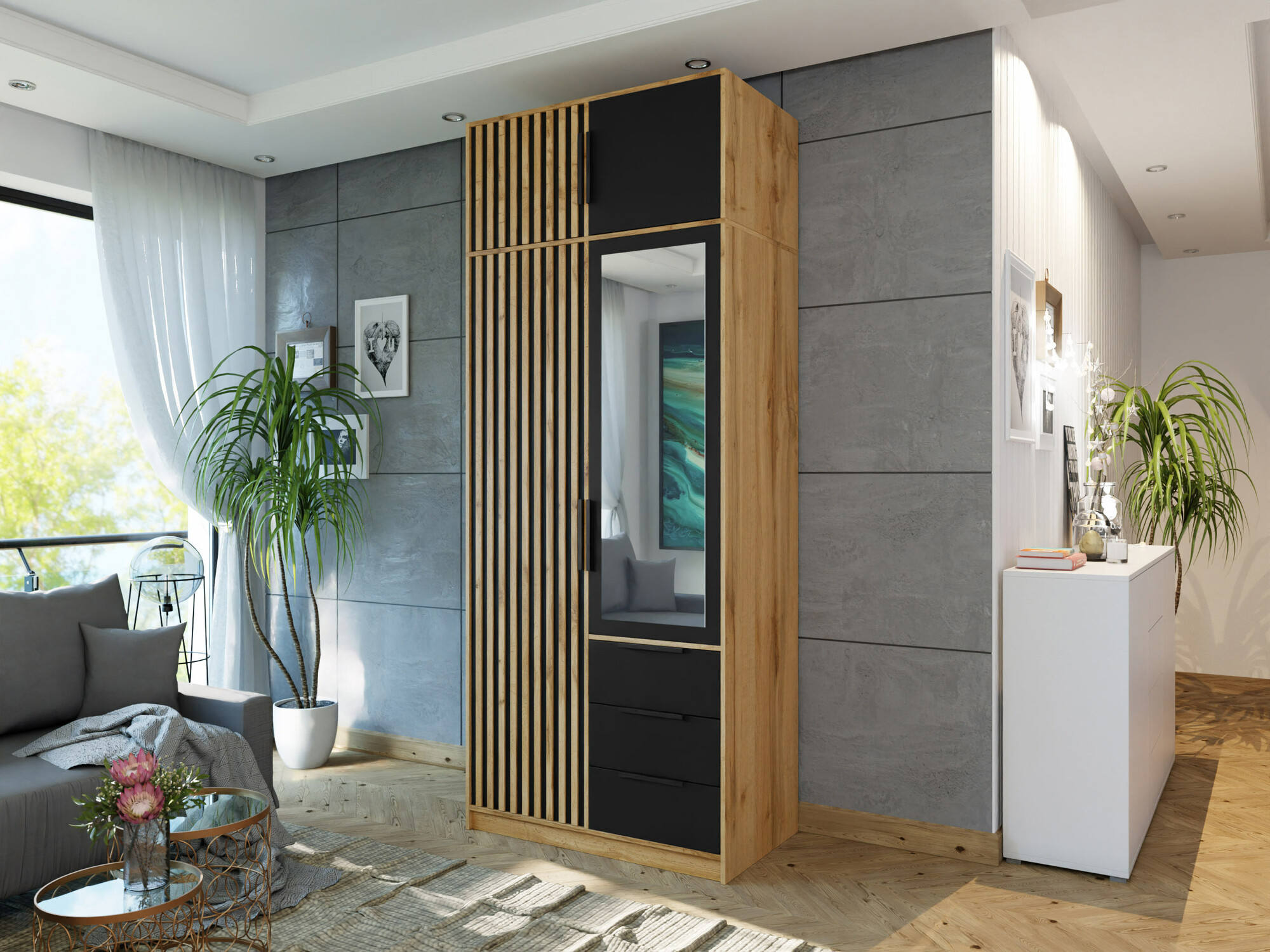 Dulap Collis (Stejar Wotan + Negru)