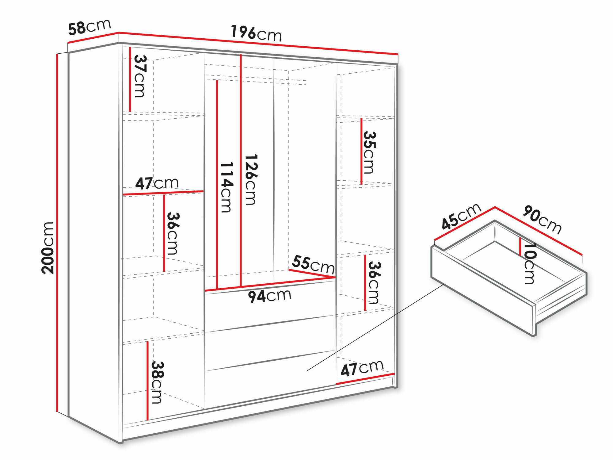 Dulap Collis II (Stejar Wotan + Negru)