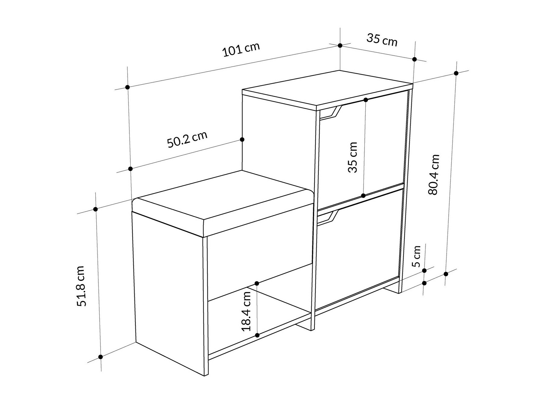 Dulap pentru pantofi Kailua 2150 (Antracit + Stejar)