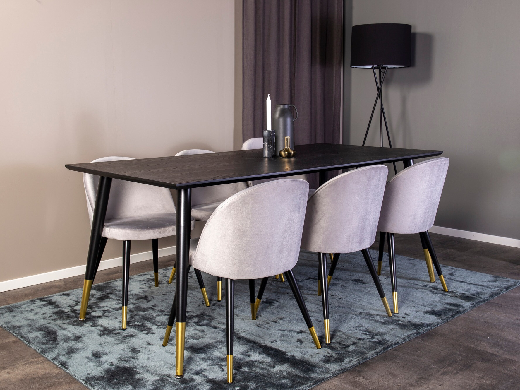 Set de dining Dallas 346 (Gri + Negru)