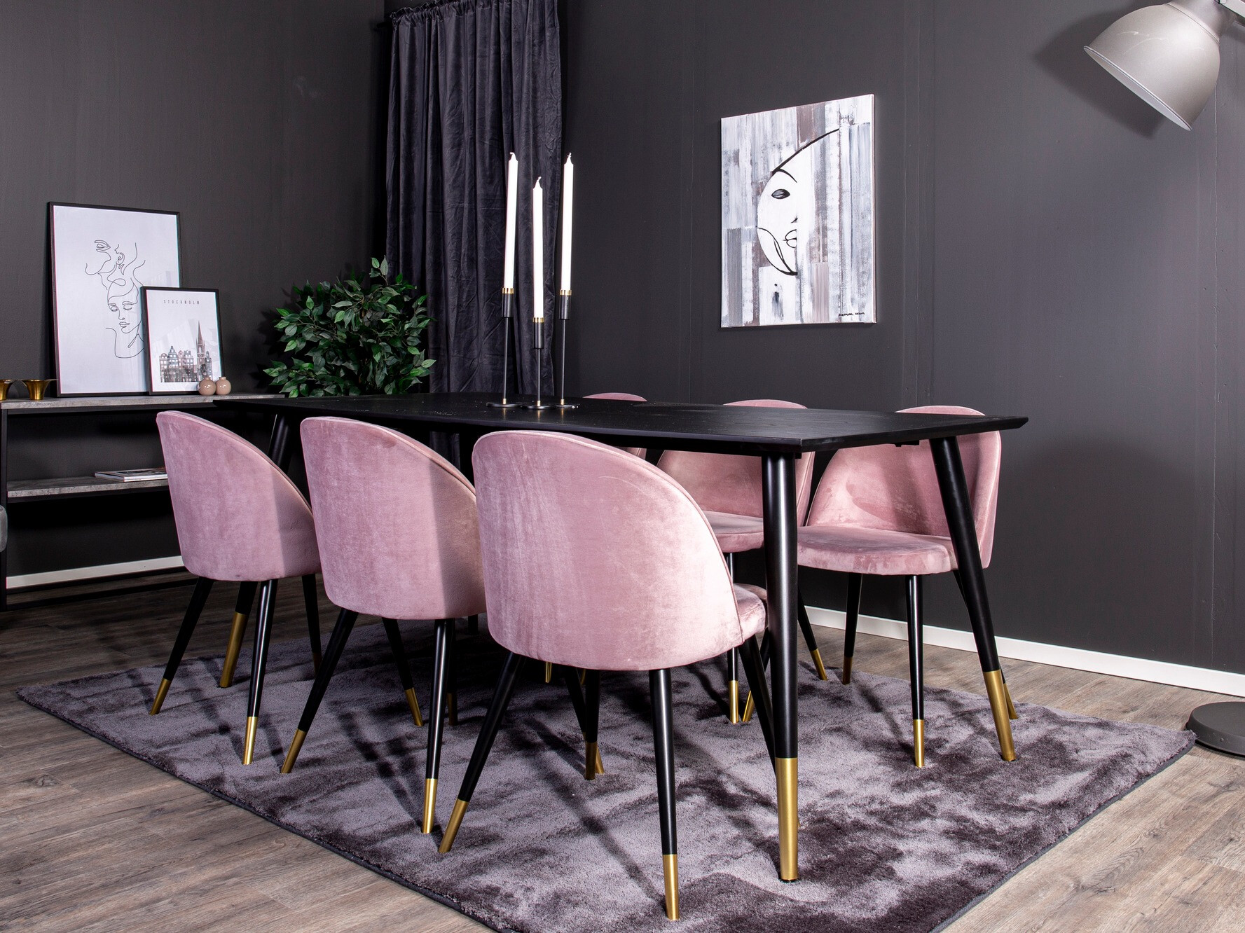 Set de dining Dallas 346 (Roze + Negru)