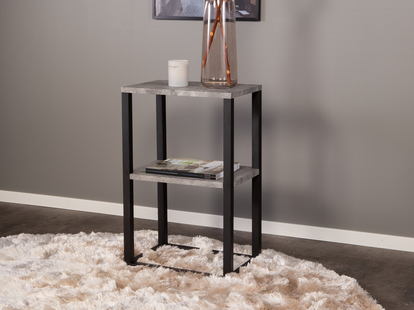 Măsuță laterală Dallas 260 (Beton + Negru)