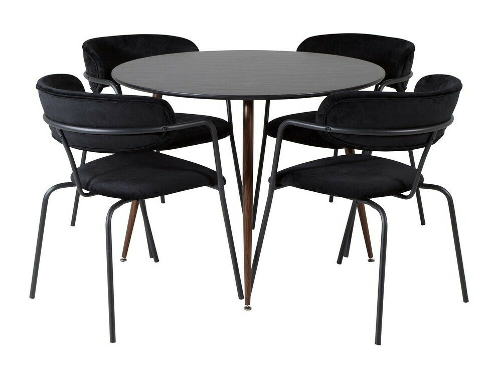 Set de dining Dallas 285 (Negru + Nuca)