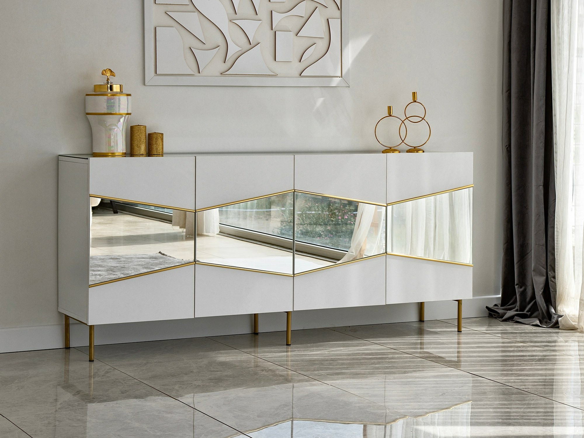 Bufet Kailua 2210 (Alb + Auriu)
