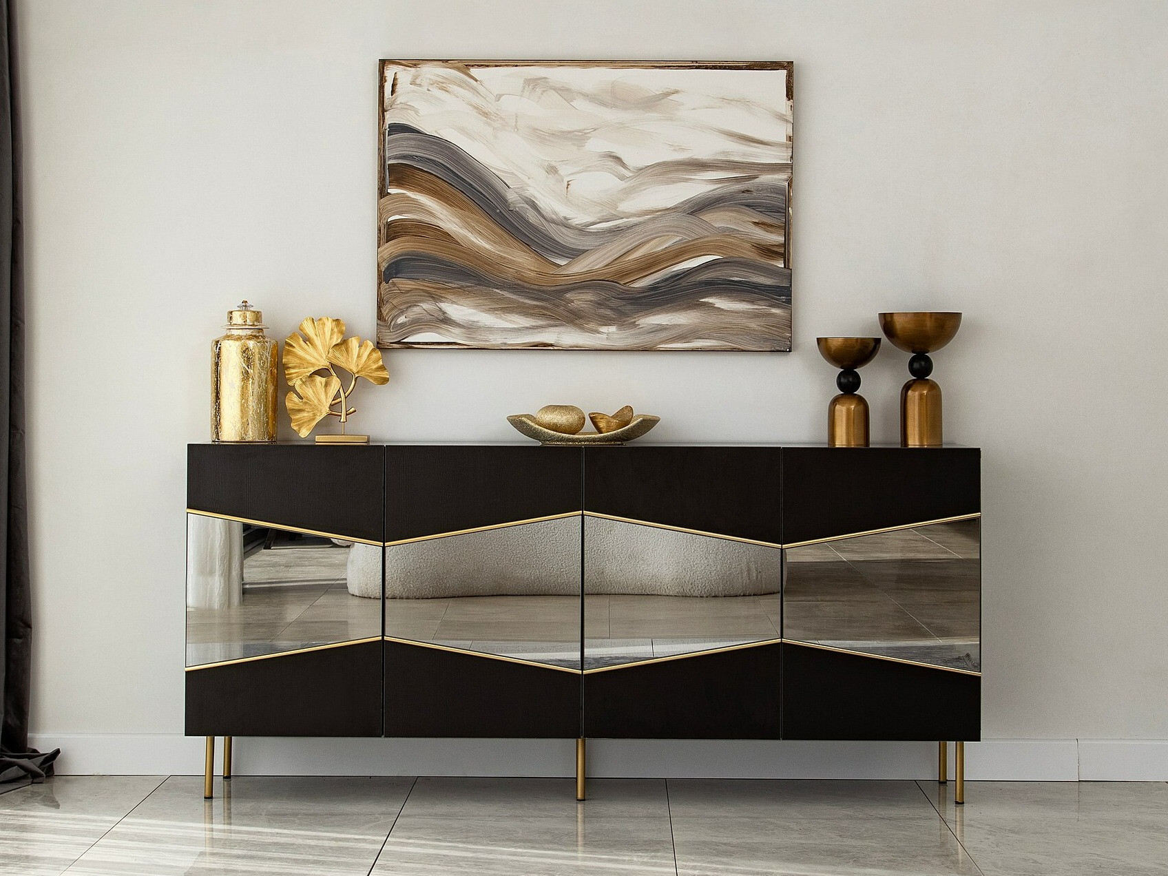 Bufet Kailua 2210 (Negru + Auriu)