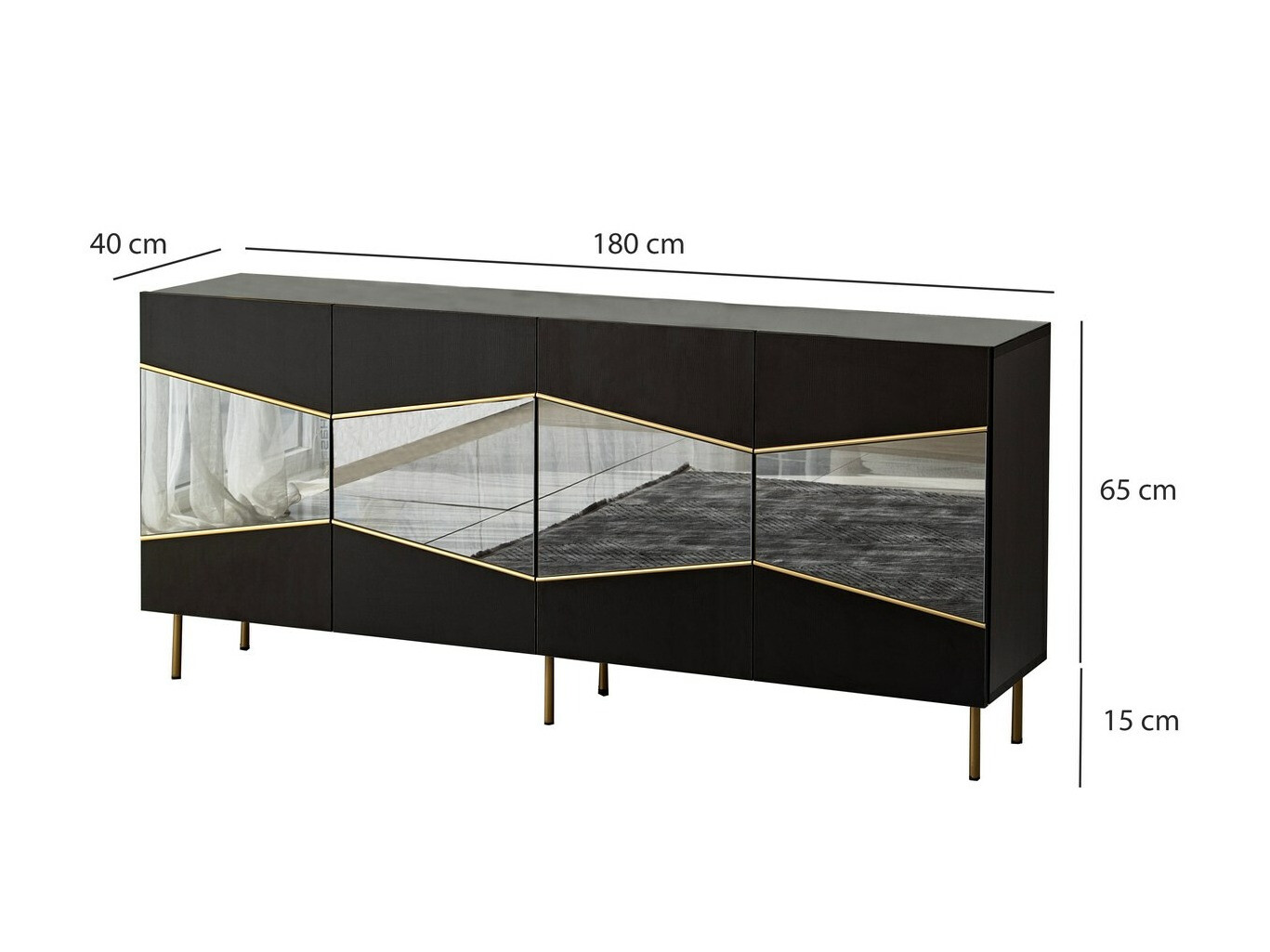 Bufet Kailua 2210 (Negru + Auriu)