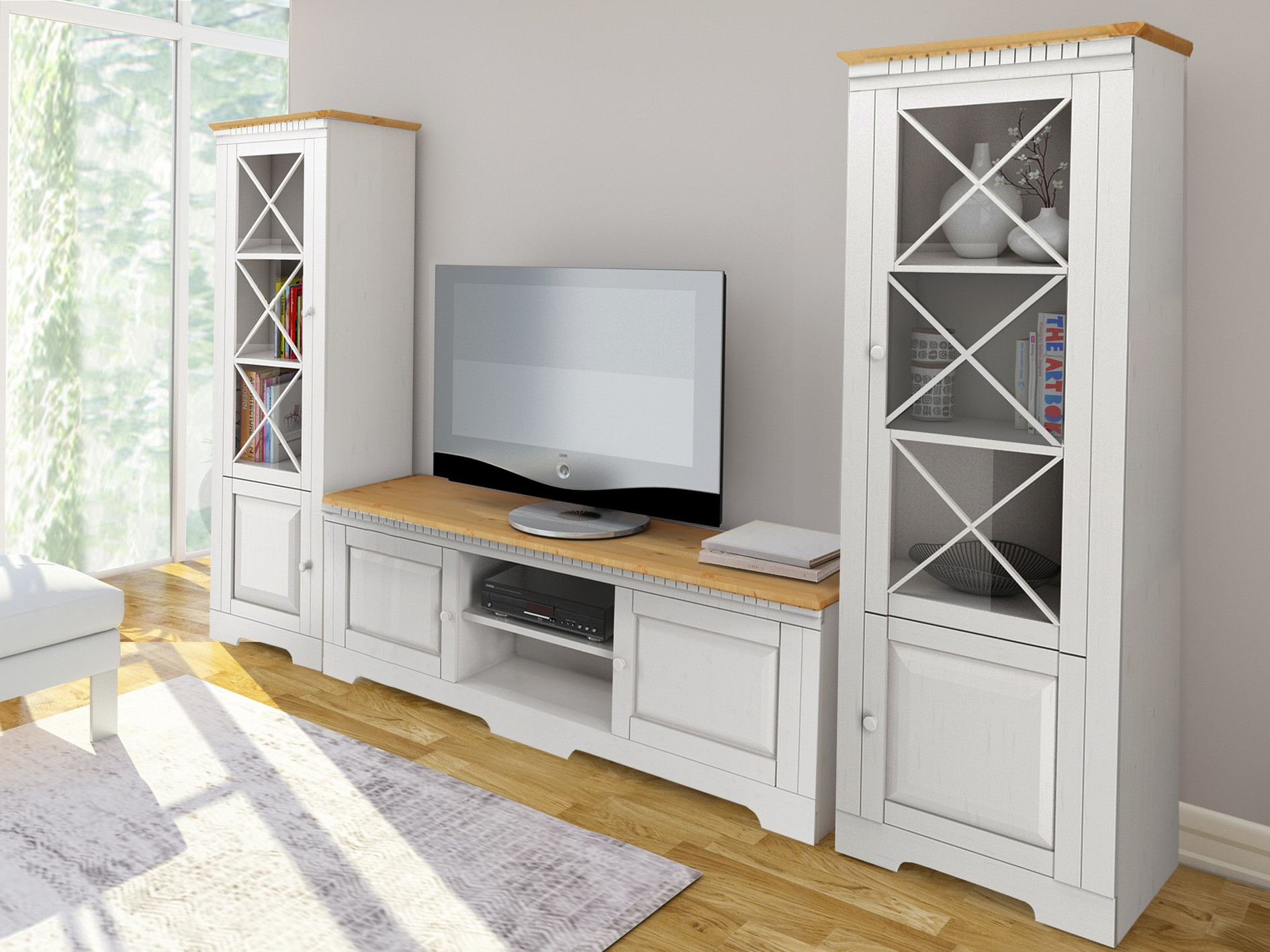 Set de living Cavfelo 112 (Alb + Stejar Honey)