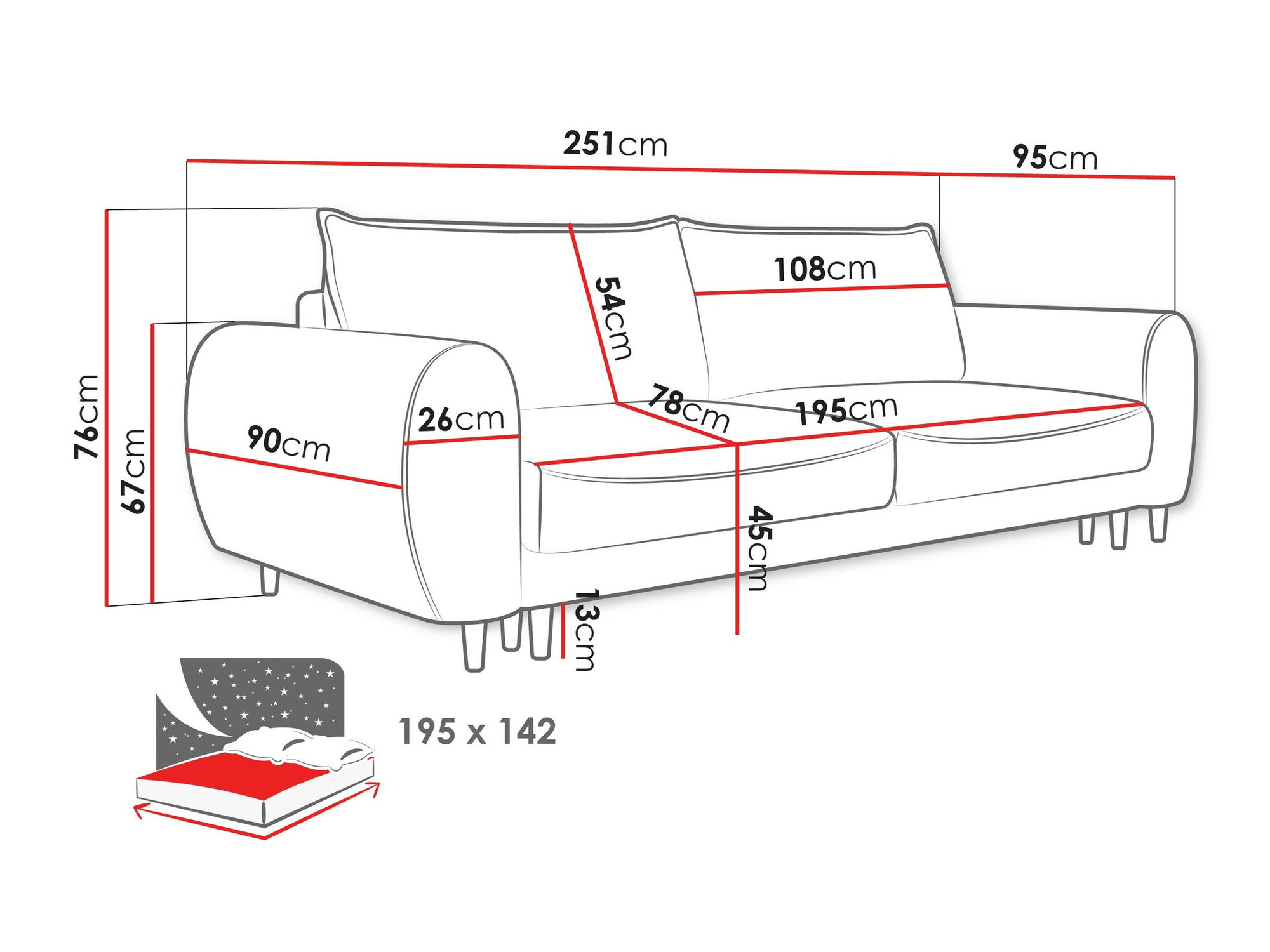 Canapea extensibilă TrendyNest Cervalis (Onega 15)